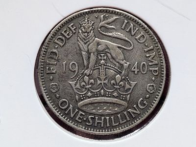 1940 Great Britain Shilling, 5.66 Grams .500 Silver Condition PLEASE NOTE Some coins may have a 