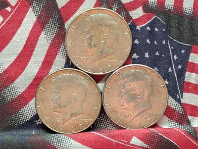 Lot of (3) 1967 40% Silver Kennedy Half Dollars Condition PLEASE NOTE Some coins may have a 