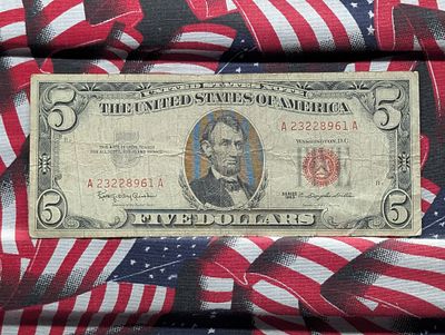 1963-$5 United States Note, Red Seal Condition PLEASE NOTE Some coins may have a grade on the 