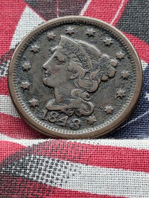 1848 Coronet Head Large Cent Condition PLEASE NOTE Some coins may have a grade on the package 