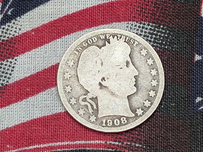 1908 Barber Quarter, 90% Silver Condition PLEASE NOTE Some coins may have a grade on the 