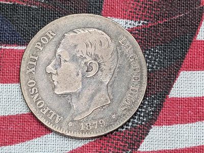 1879 EM-M Spain 2 Pesetas, 83.5% Silver 8.35g Condition PLEASE NOTE Some coins may have a grade 