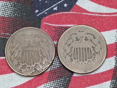 1868- 2 Cent Coin and One w/o Date Condition PLEASE NOTE Some coins may have a grade on the 