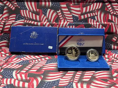 1986-S Statue of Liberty Commemorative 2-Coin Set - 90% Proof Silver Dollar 26.73g & Clad Half 