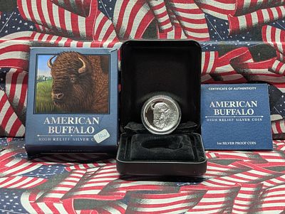 2014 Tuvalu 1 Dollar American Buffalo High Relief Silver Coin, 1 Troy Ounce, 99.9% Silver 