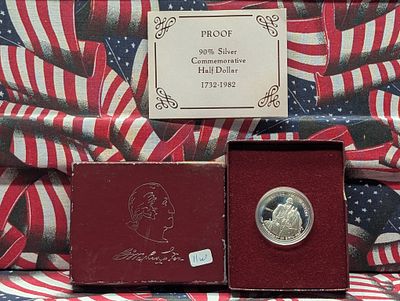 1982-S George Washington Silver Proof Commemorative Half Dollar, 90% Silver Condition PLEASE 