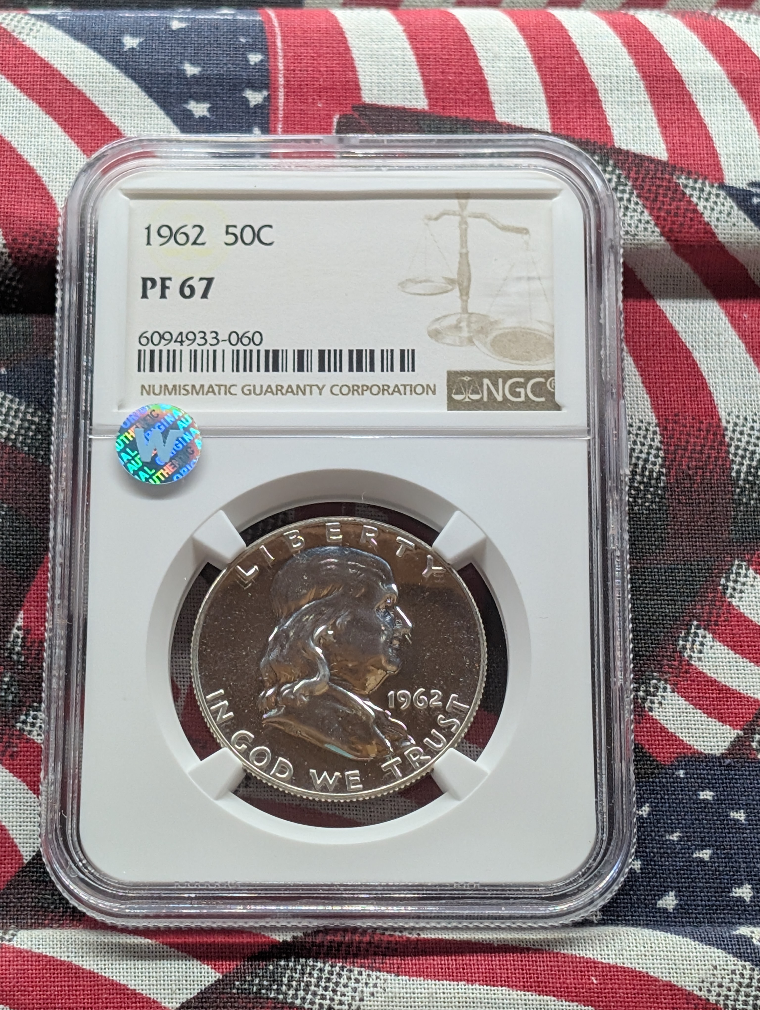 1962 PROOF Franklin 90% Silver Half Dollar - NGC PF67