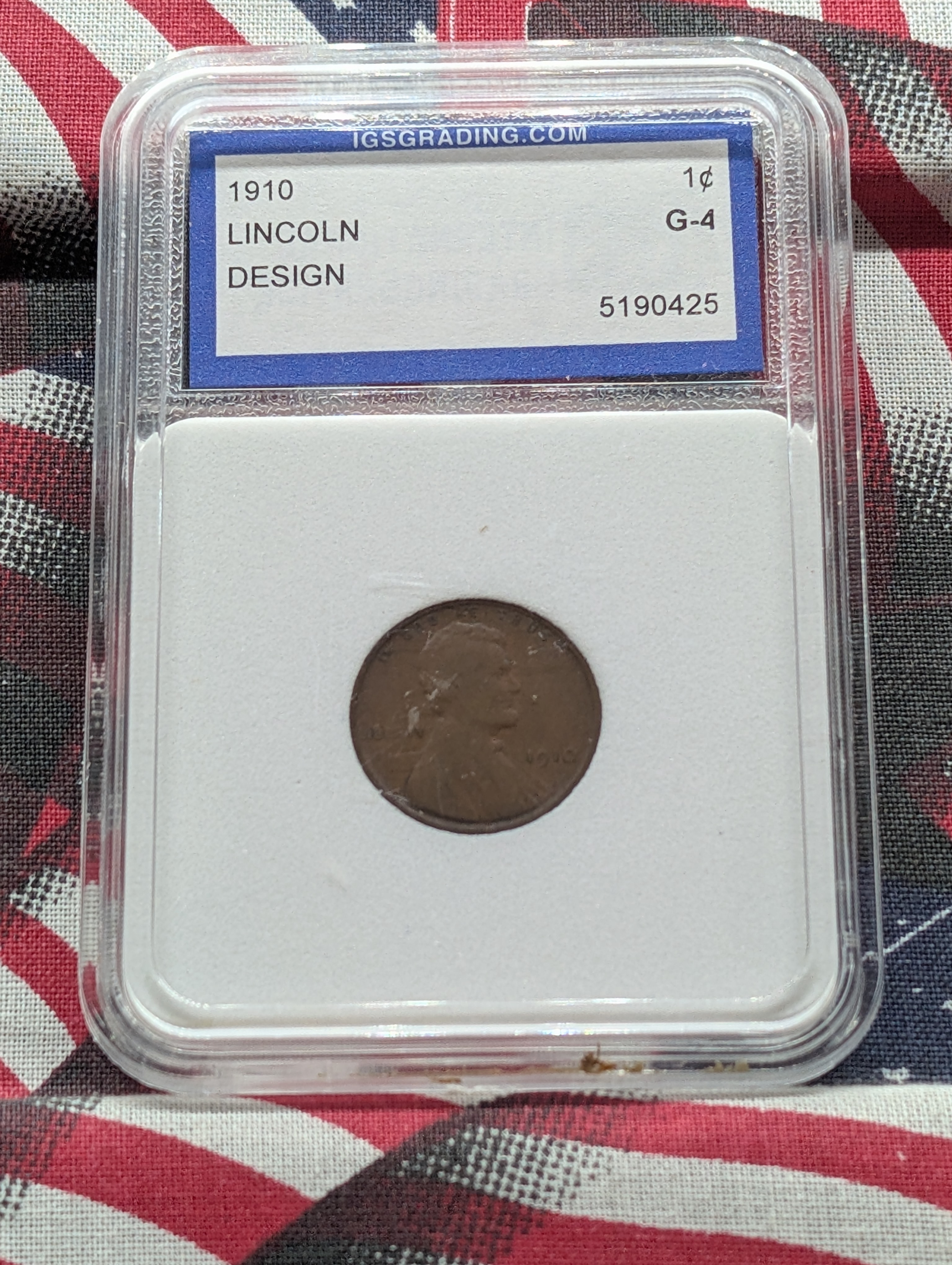 1910 Lincoln Wheat Cent - IGS Grading Cert. G-4