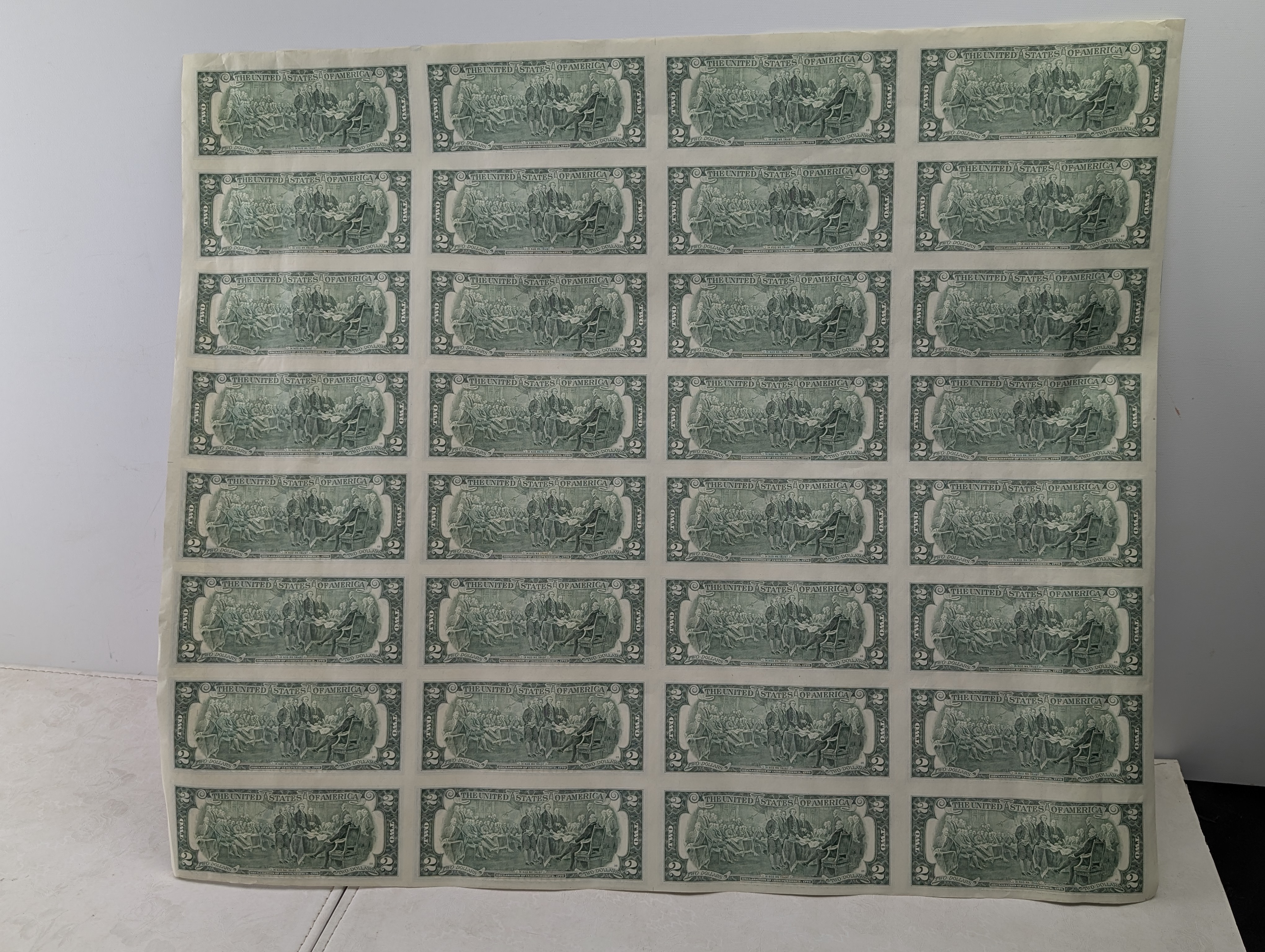 Sheet of 32 Uncut 2003 A Series $2.00 Boston Federal Reserve Notes