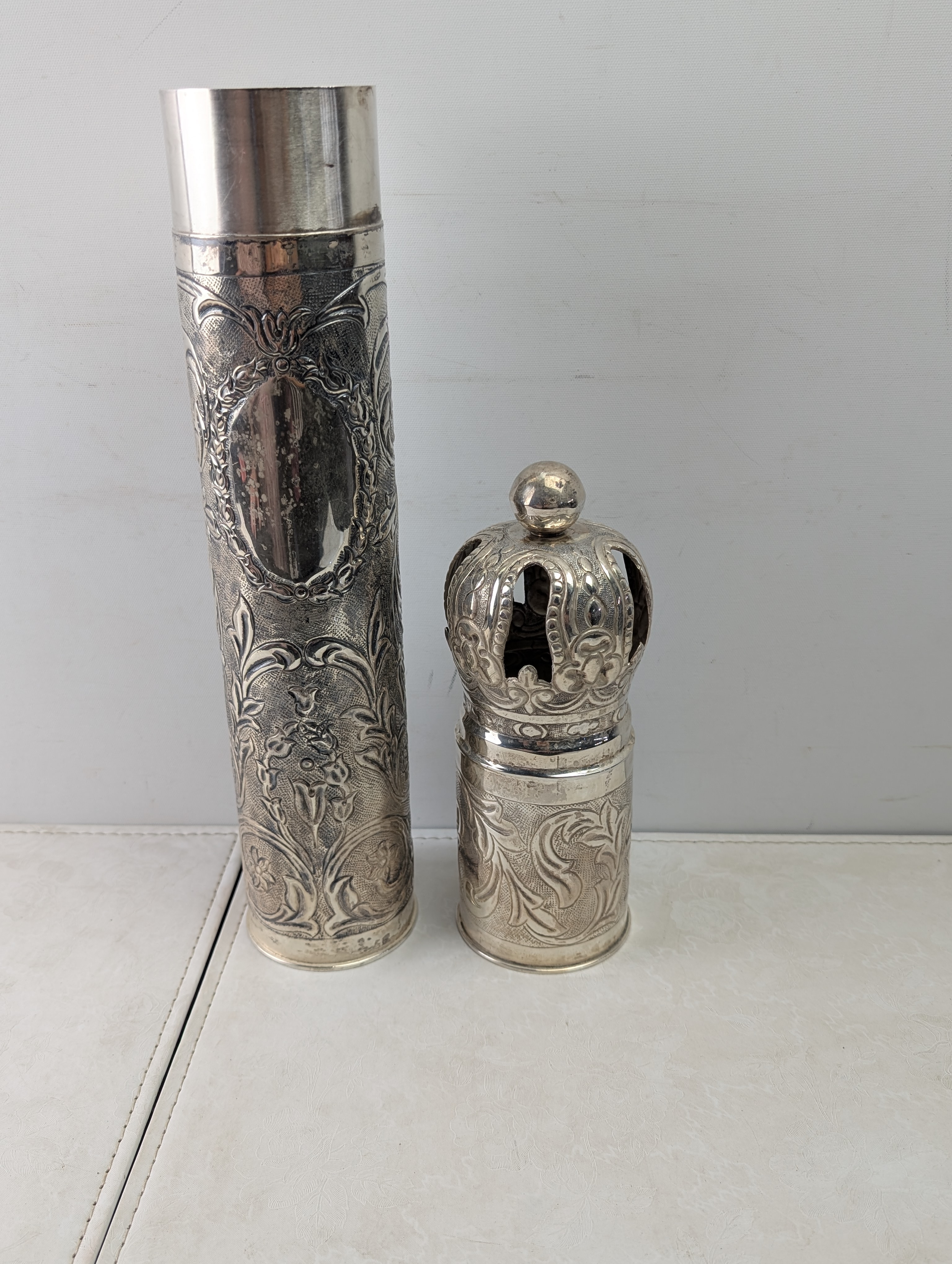 21.4 Oz. of STERLING SILVER!! Antique European Judaica Megillah Scroll Keeper w/ AMAZINGLY BEAUTIFUL Flower and Filigree Artwork & King Davi