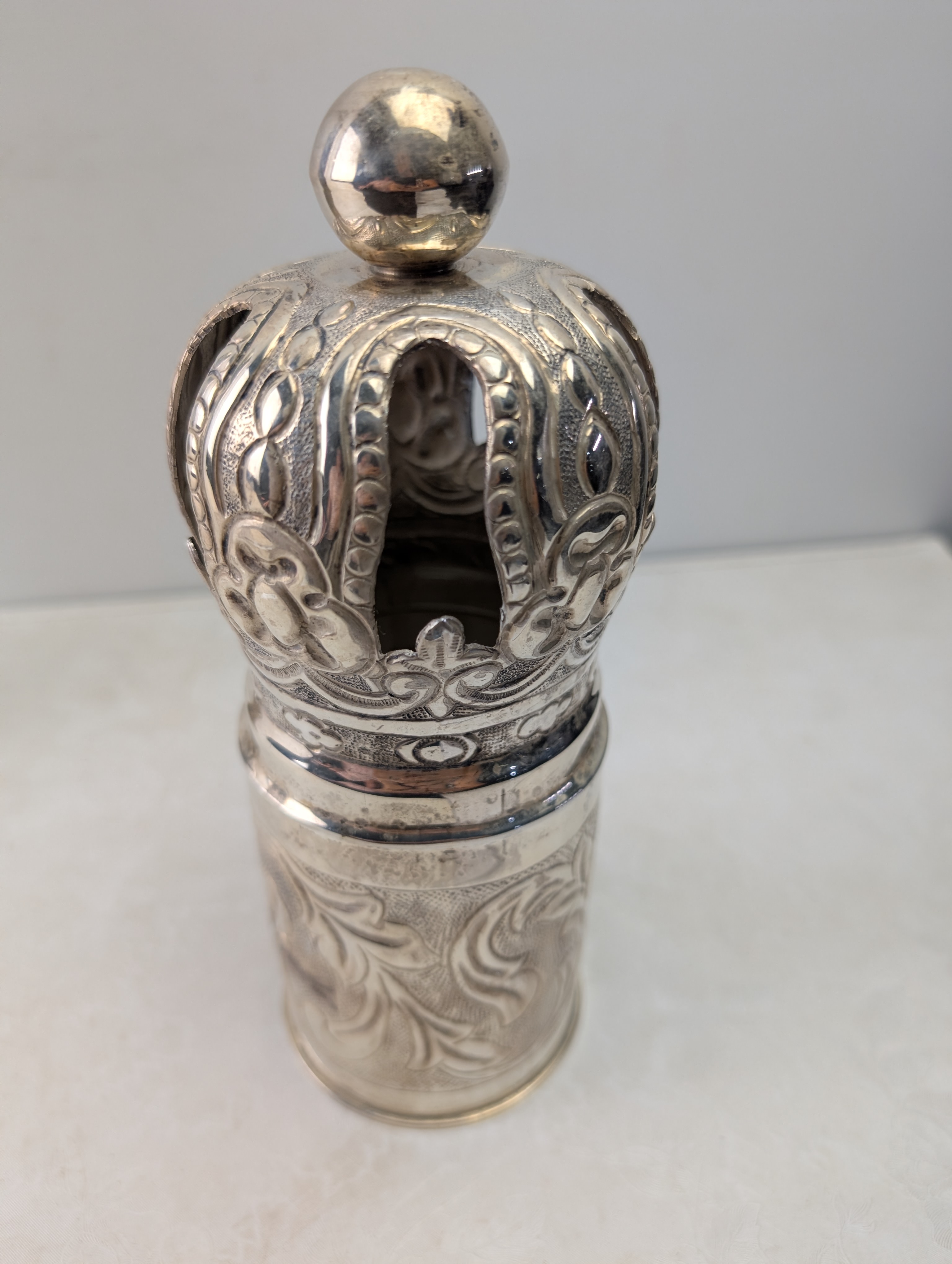 21.4 Oz. of STERLING SILVER!! Antique European Judaica Megillah Scroll Keeper w/ AMAZINGLY BEAUTIFUL Flower and Filigree Artwork & King Davi