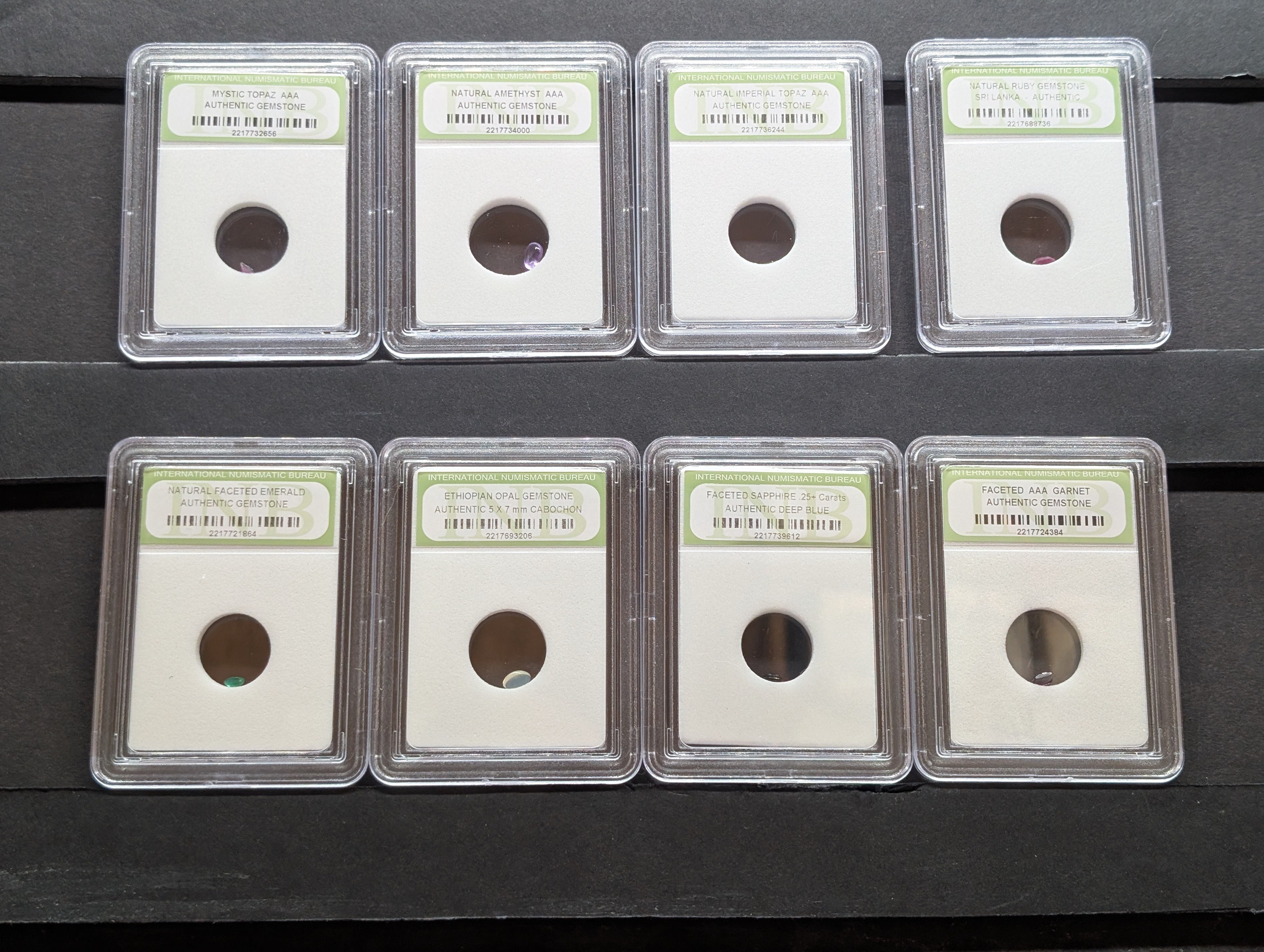 Lot of 8 Various BEAUTIFUL Authentic Gemstones - All Slabbed International Numismatic Bureau