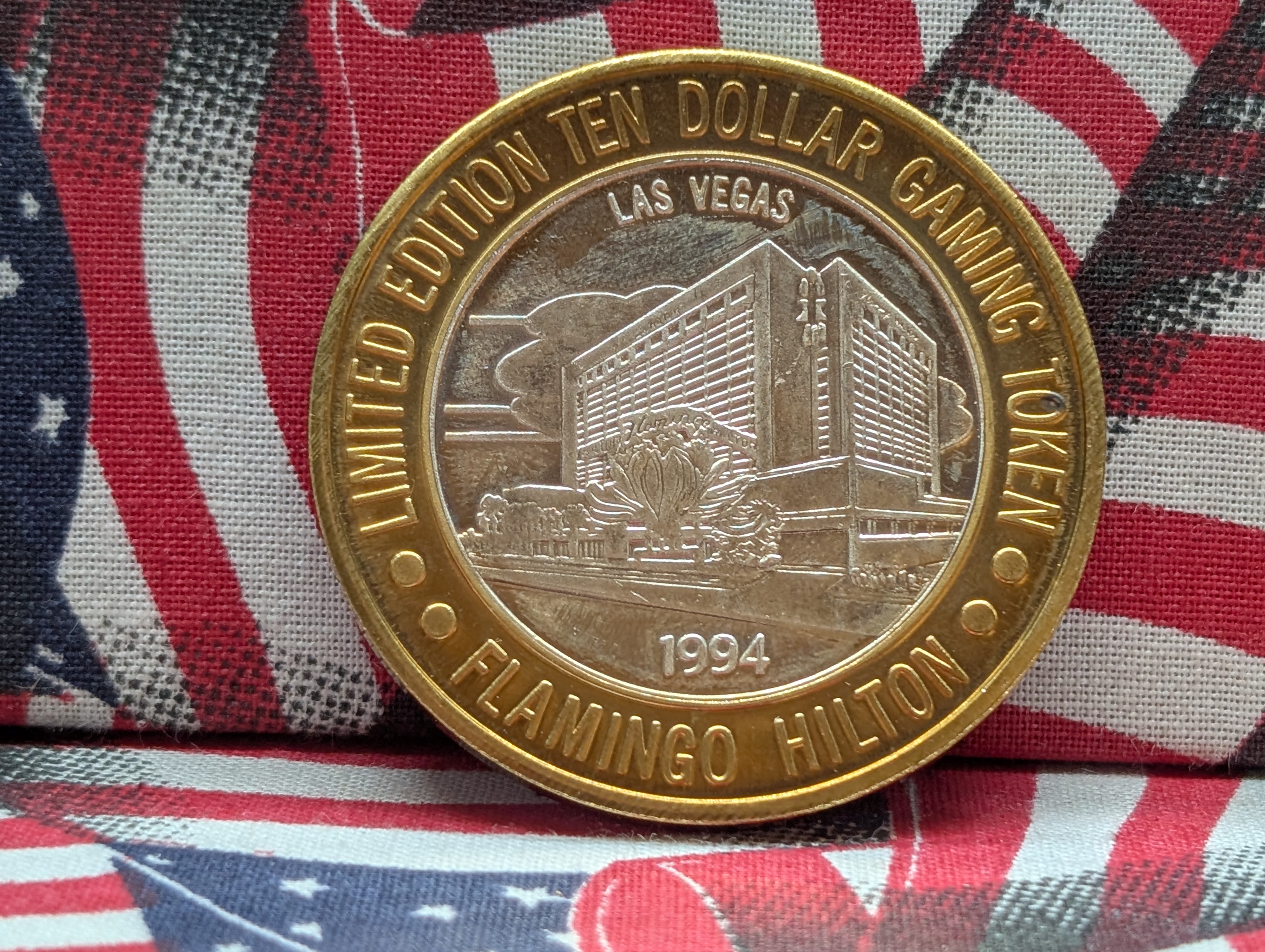 Limited Edition .999 FINE SILVER (Center) Flamingo Hilton Casino $10 Gaming Token