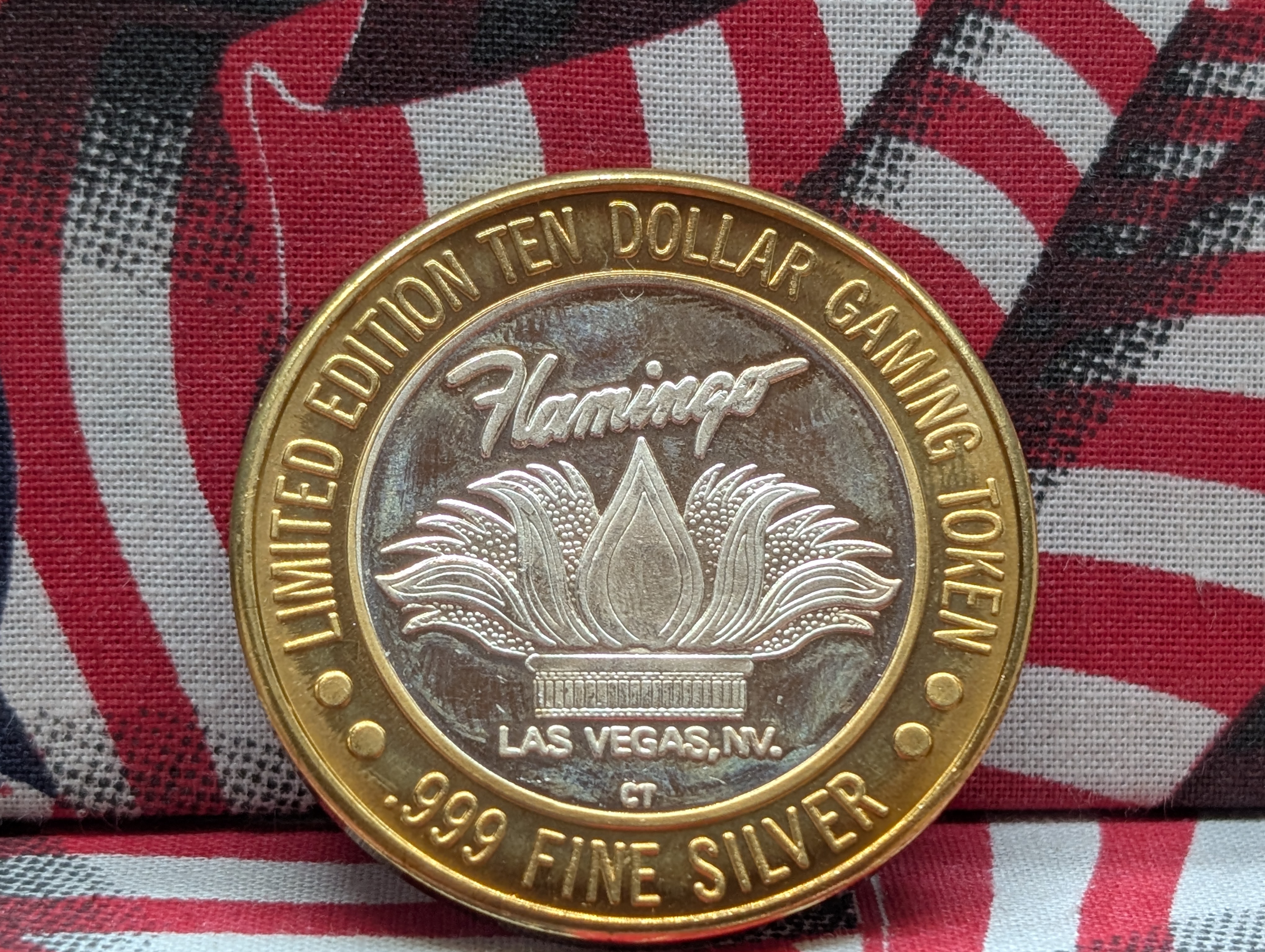 Limited Edition .999 FINE SILVER (Center) Flamingo Hilton Casino $10 Gaming Token
