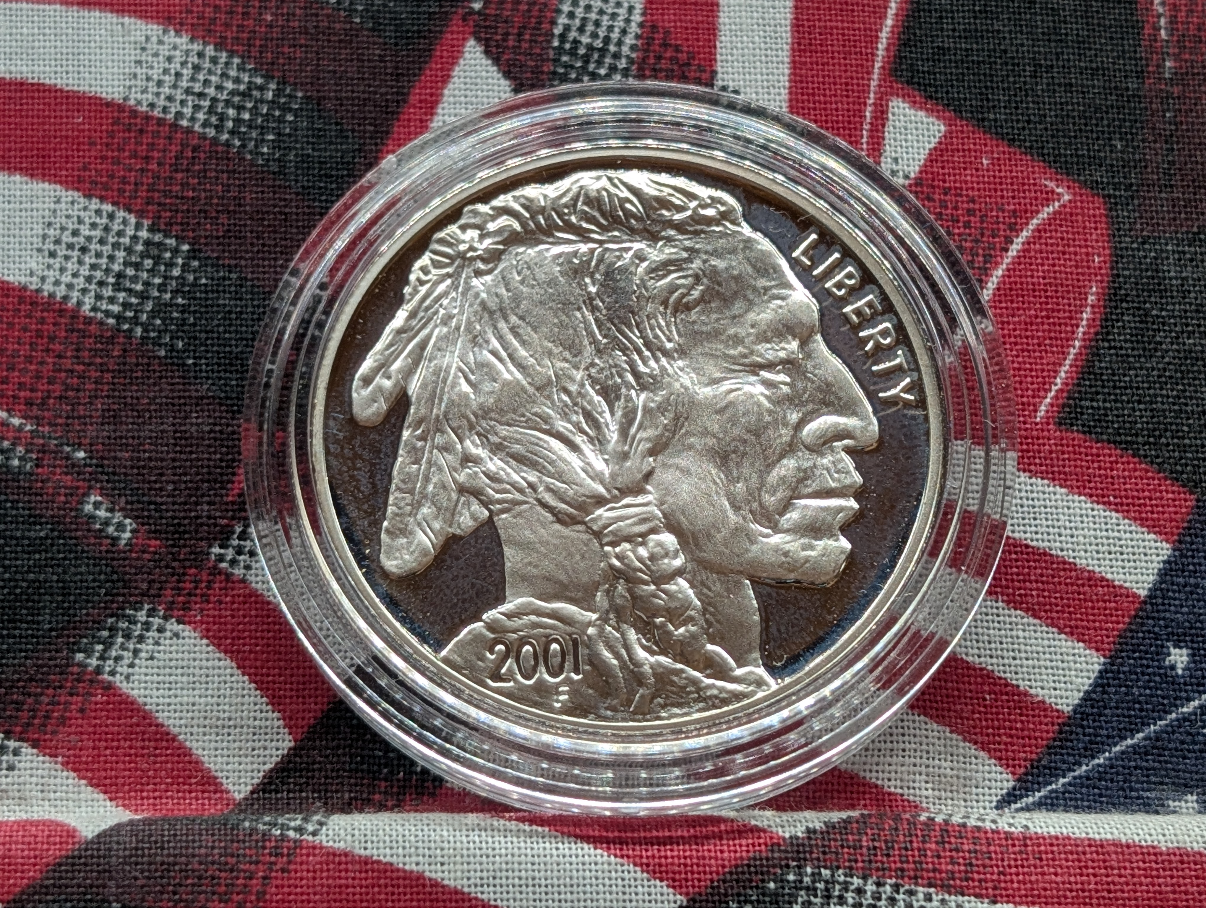 2001-P PROOF American Buffalo Commemorative Silver Dollar in Government Capsule, 90% Silver, 26.73g, Low Mintage 272,869