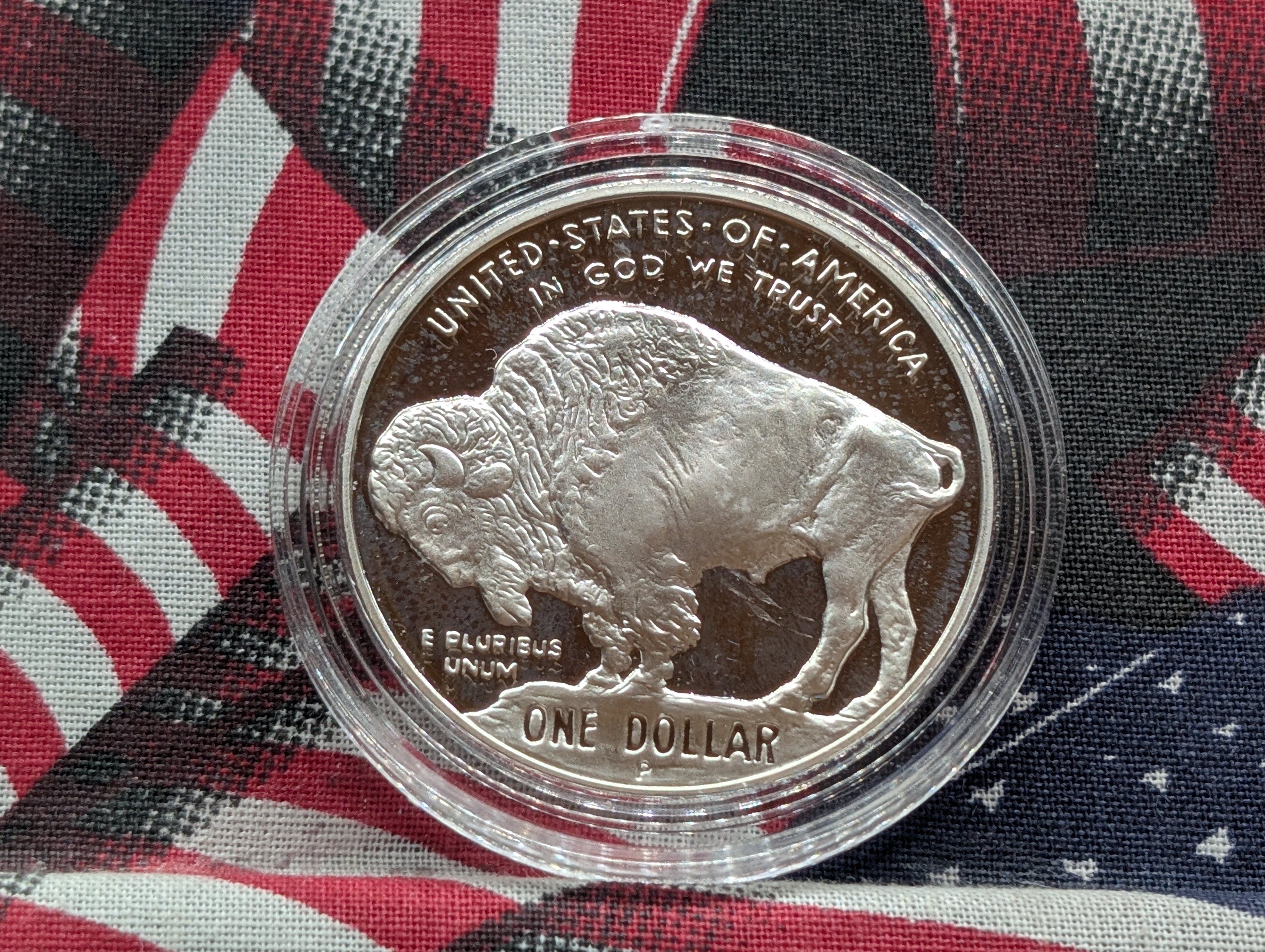 2001-P PROOF American Buffalo Commemorative Silver Dollar in Government Capsule, 90% Silver, 26.73g, Low Mintage 272,869