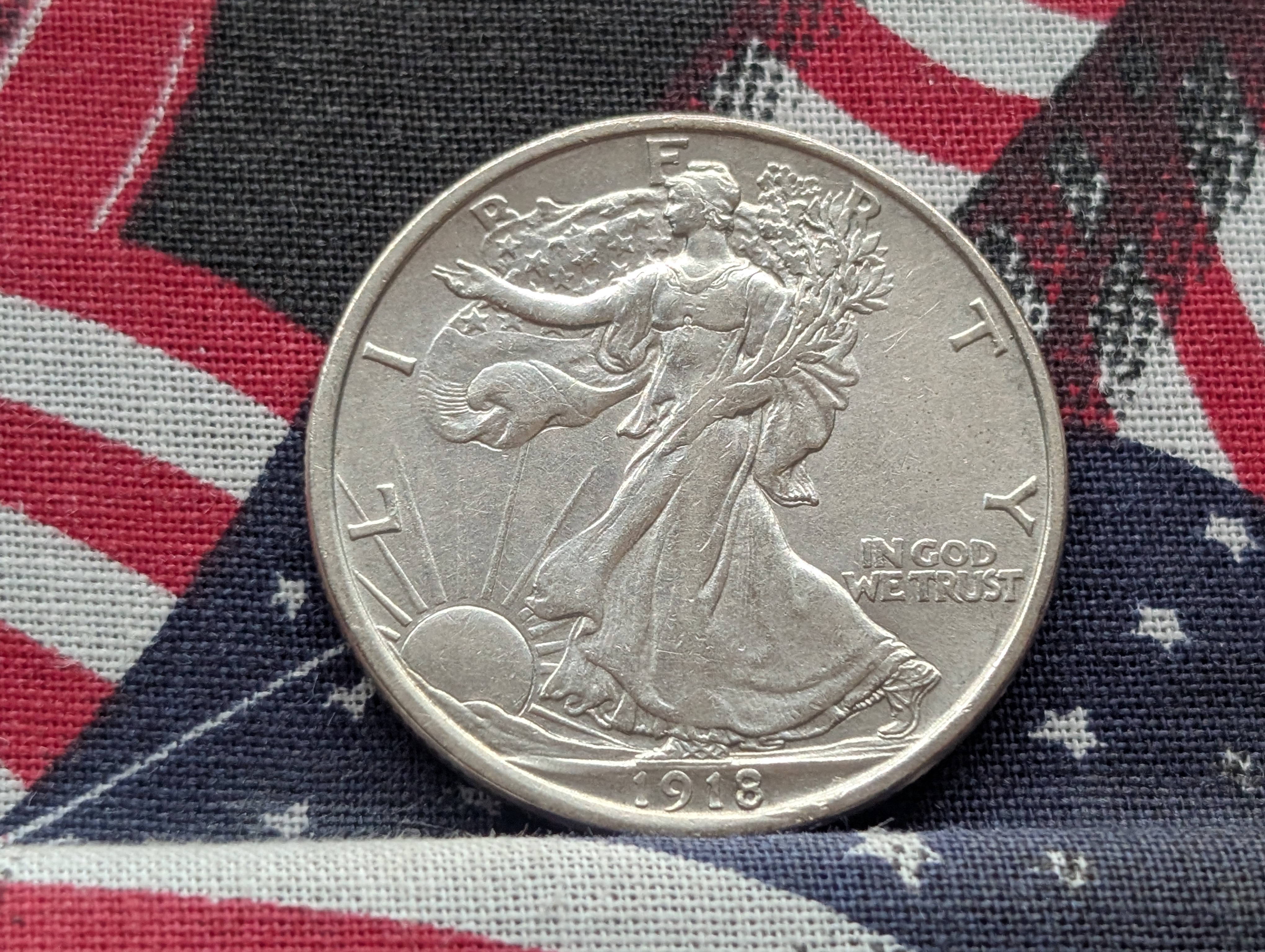 1918-D Walking Liberty 90% Silver Half Dollar