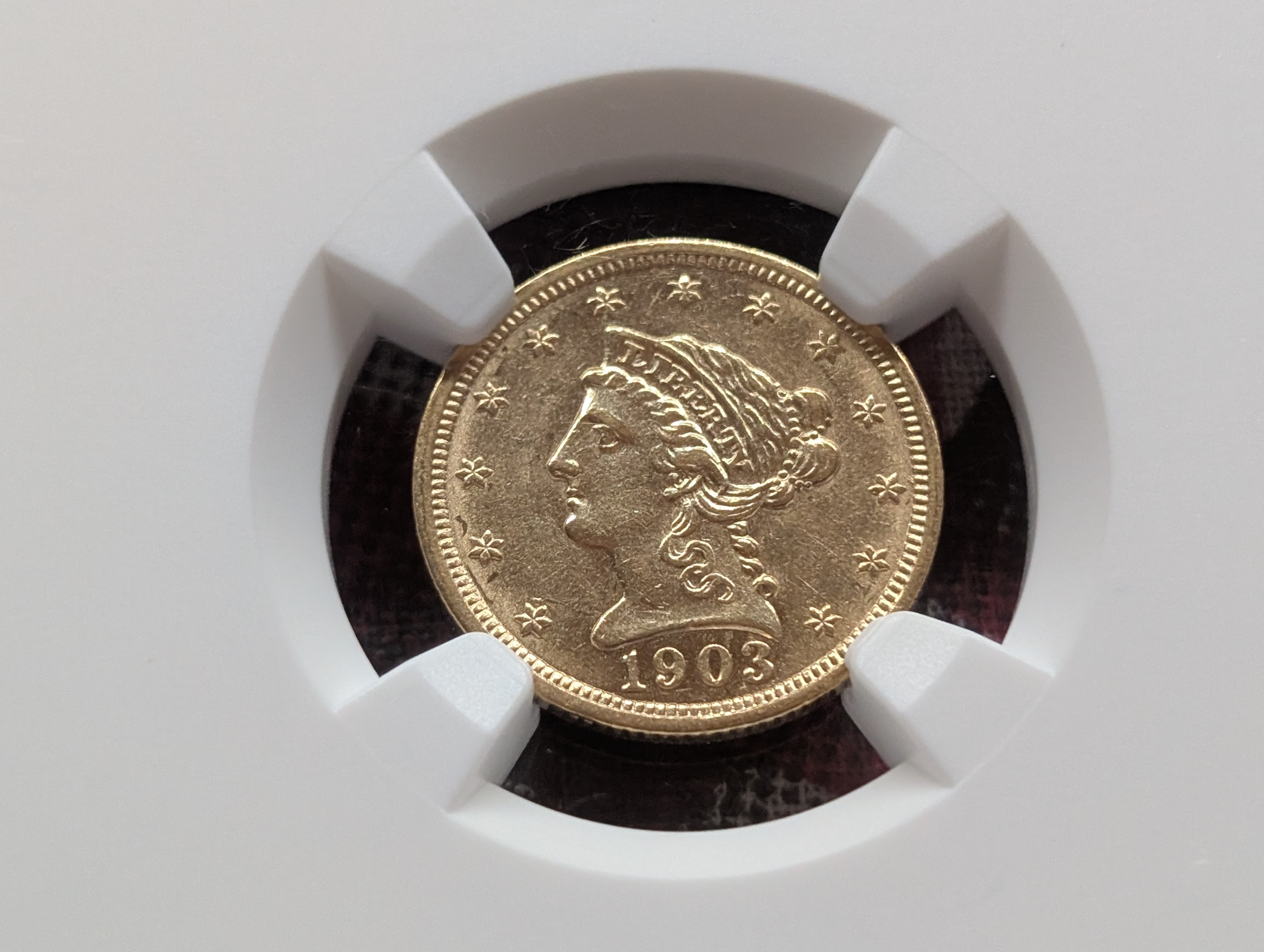 1903 Liberty Head $2.50 90% GOLD Quarter Eagle - NGC AU58