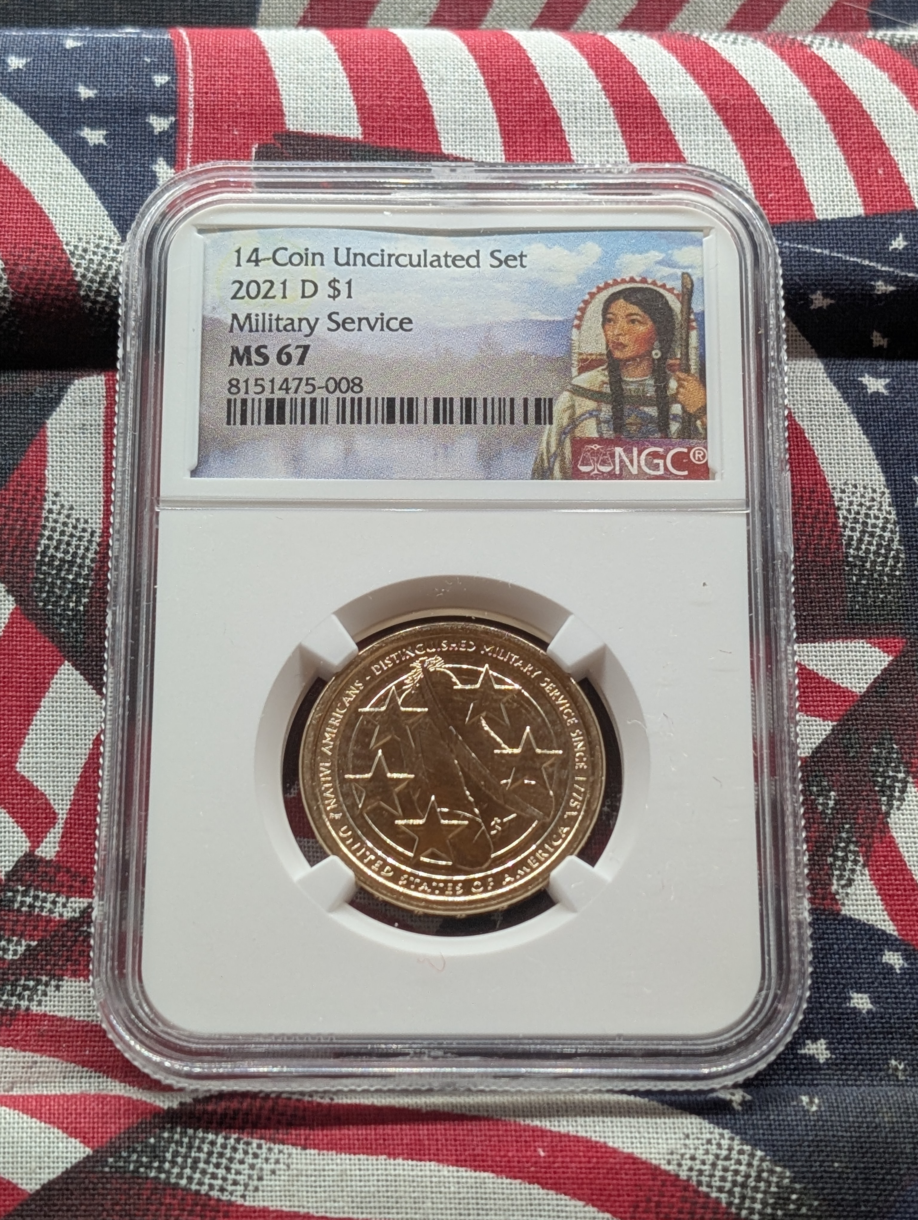 2021-D Sacagawea Military Service Dollar - NGC MS67 - From a 14- Coin Uncirculated Set