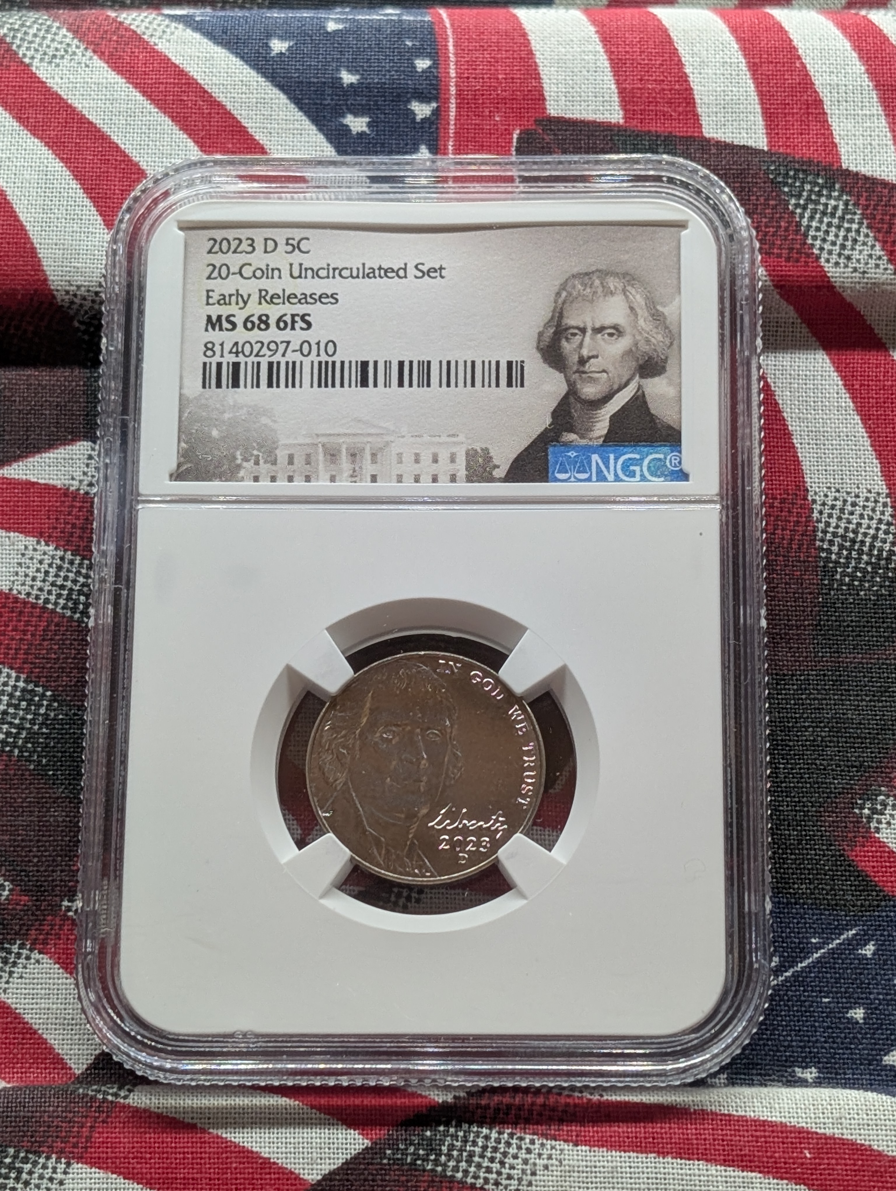 2023-D Jefferson Nickel - NGC MS68 6FS - Early Release - From a 20- Coin Uncirculated Set