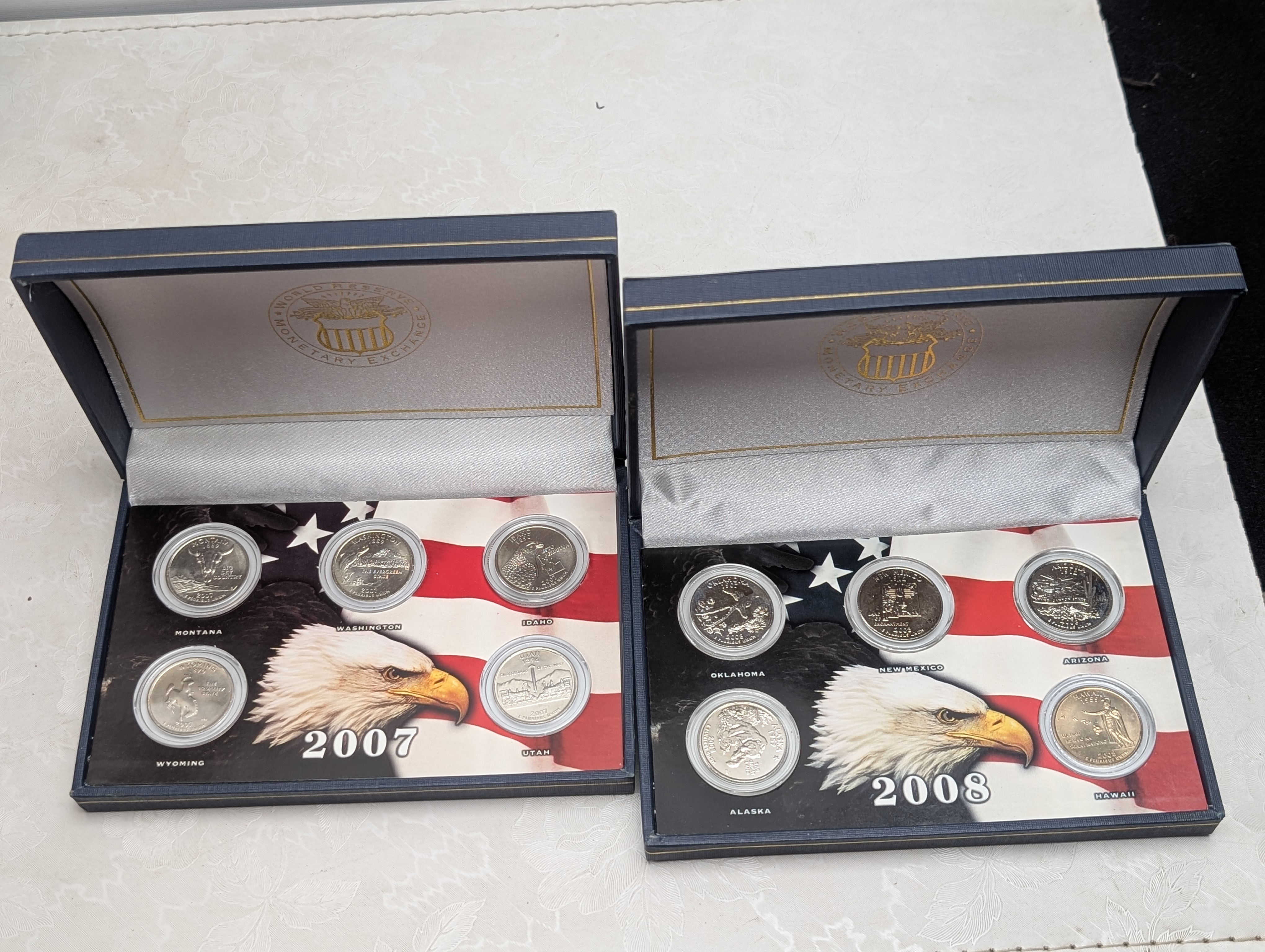 The United States of America 50 State Quarter Uncirculated Collection in NICE Wooden Display Box 1999-2008