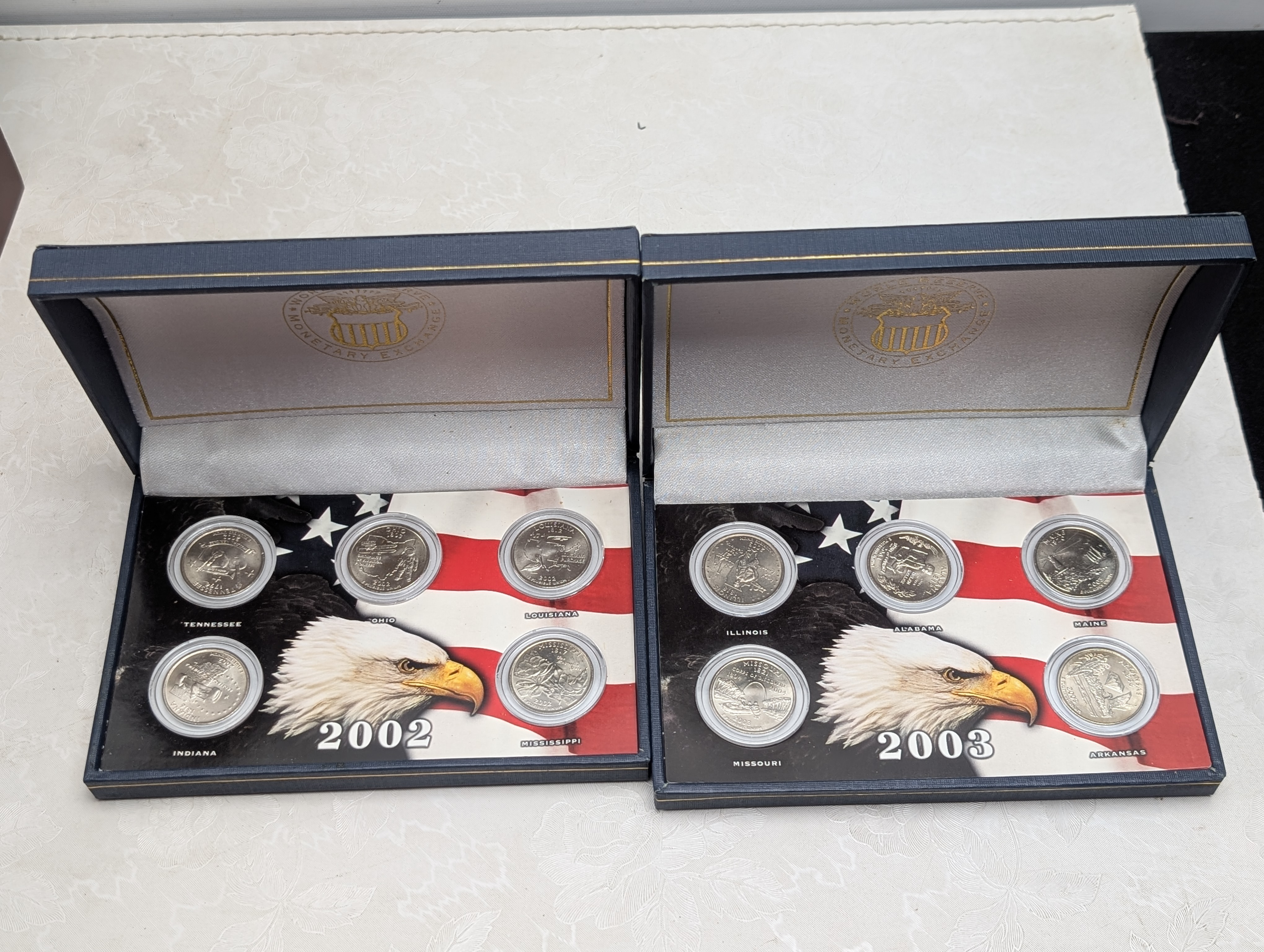 The United States of America 50 State Quarter Uncirculated Collection in NICE Wooden Display Box 1999-2008