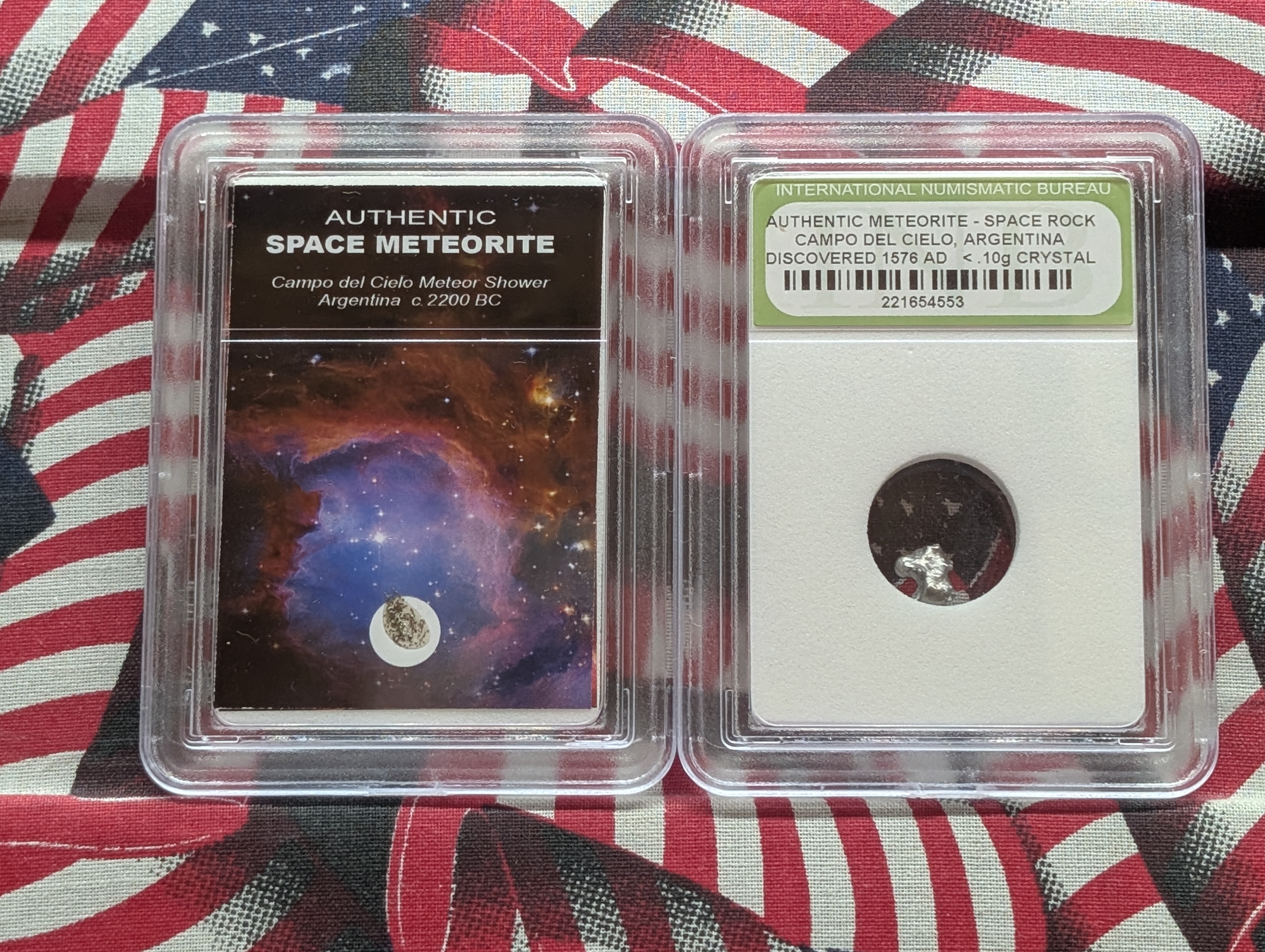 Authentic Campo del Cielo Argentina Meteor Shower & Meteorite Space Rock (2 PCS) - Slabbed International Numismatic Bureau