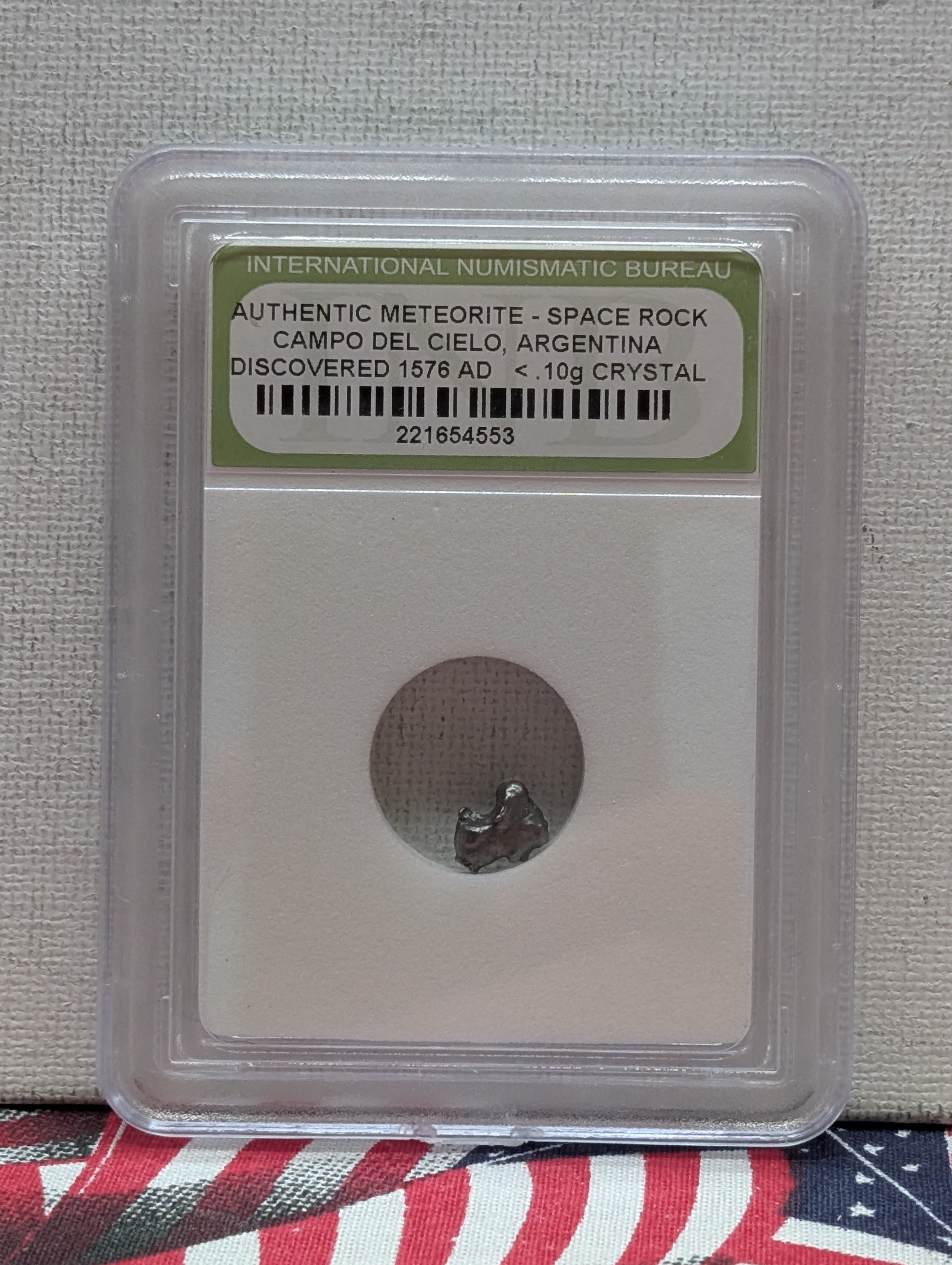 Authentic Campo del Cielo Argentina Meteor Shower & Meteorite Space Rock (2 PCS) - Slabbed International Numismatic Bureau