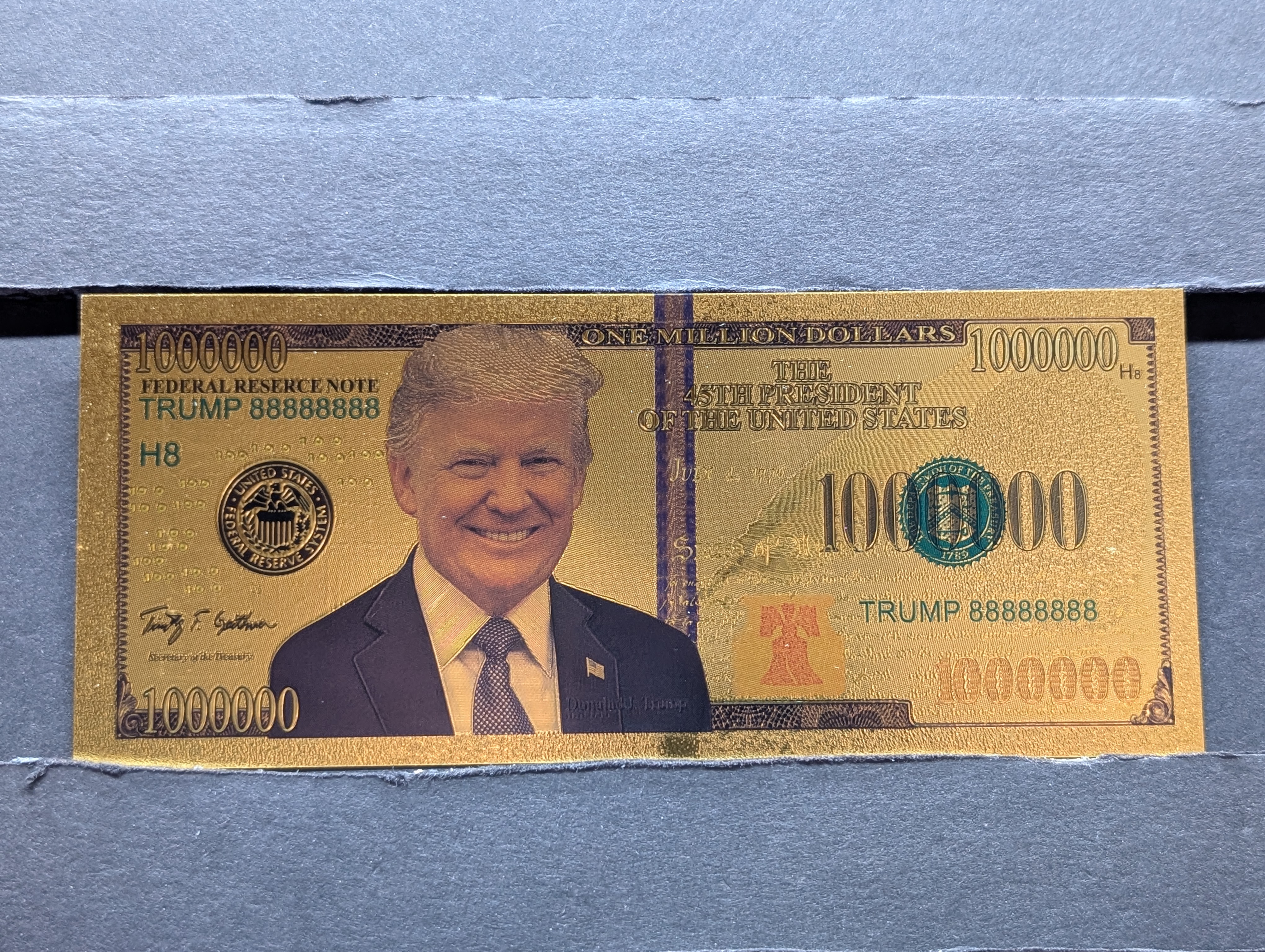 (2) Gold (LAYERED) $1,000,000 Donald Trump Fantasy Note