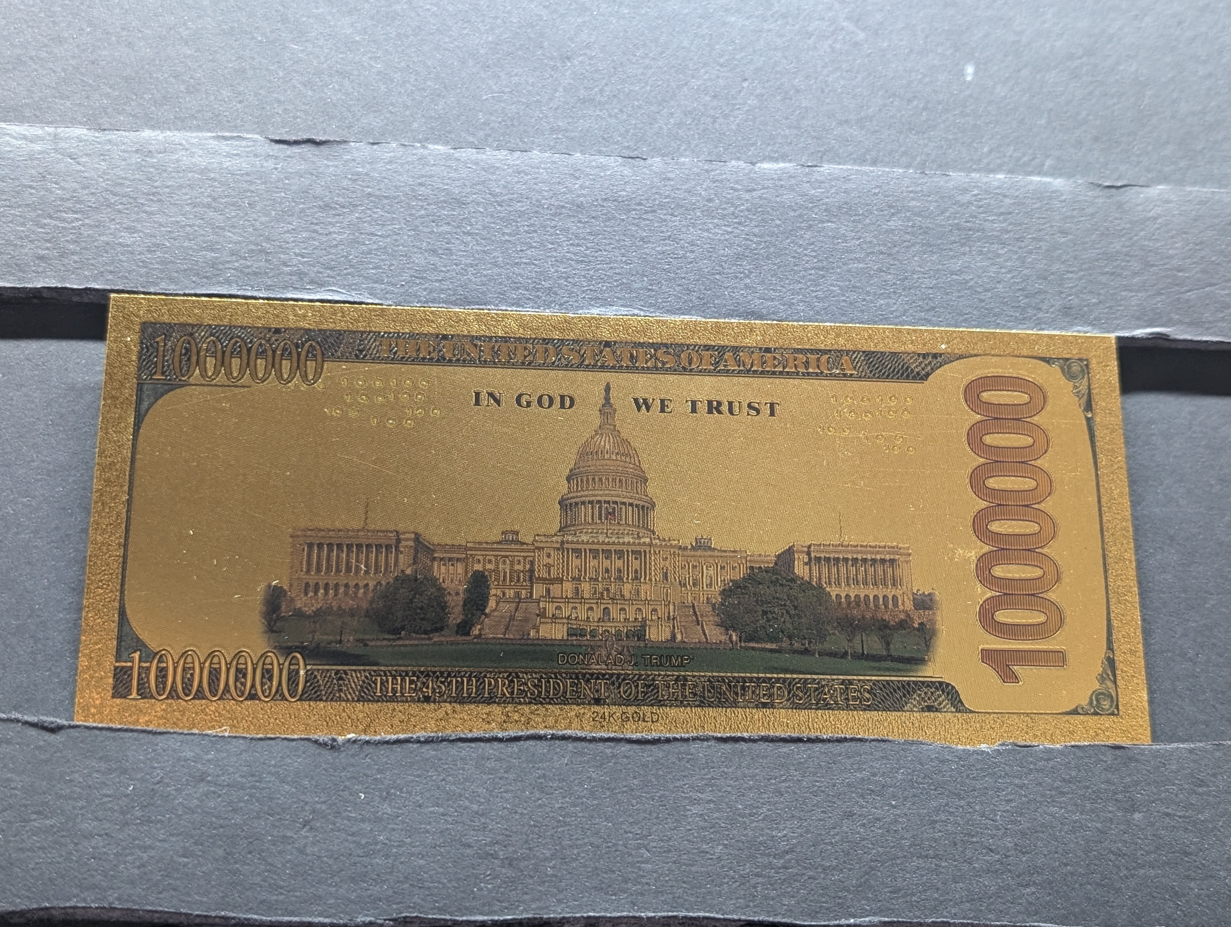 (2) Gold (LAYERED) $1,000,000 Donald Trump Fantasy Note
