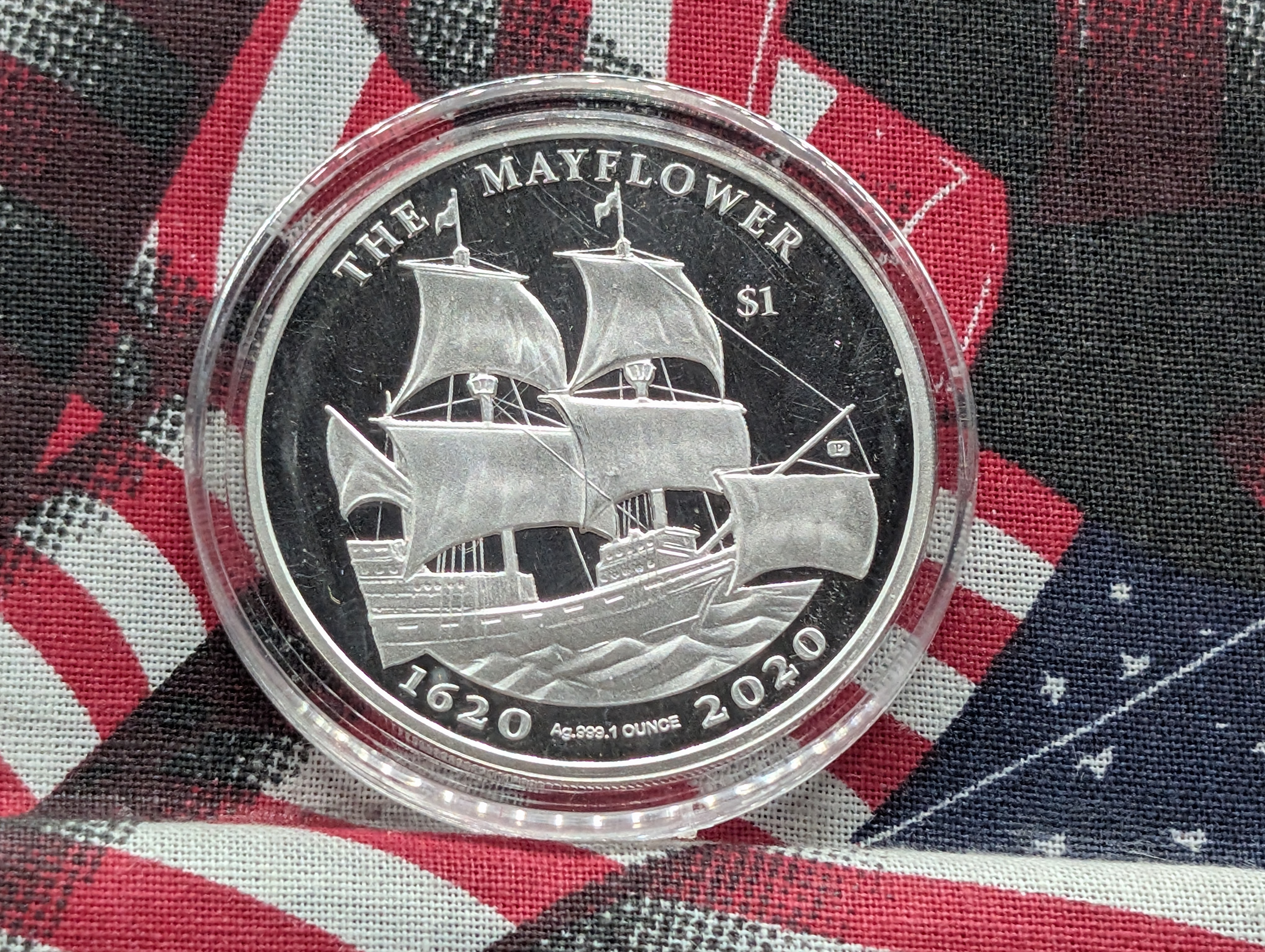 1 Oz. .999 FINE SILVER 2020 British Virgin Islands $1 The Mayflower Coin in Capsule