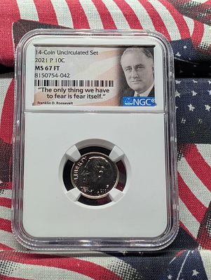 2021-P Roosevelt Dime - NGC MS67 FT - From a 14-Coin Uncirculated Set Condition PLEASE NOTE 