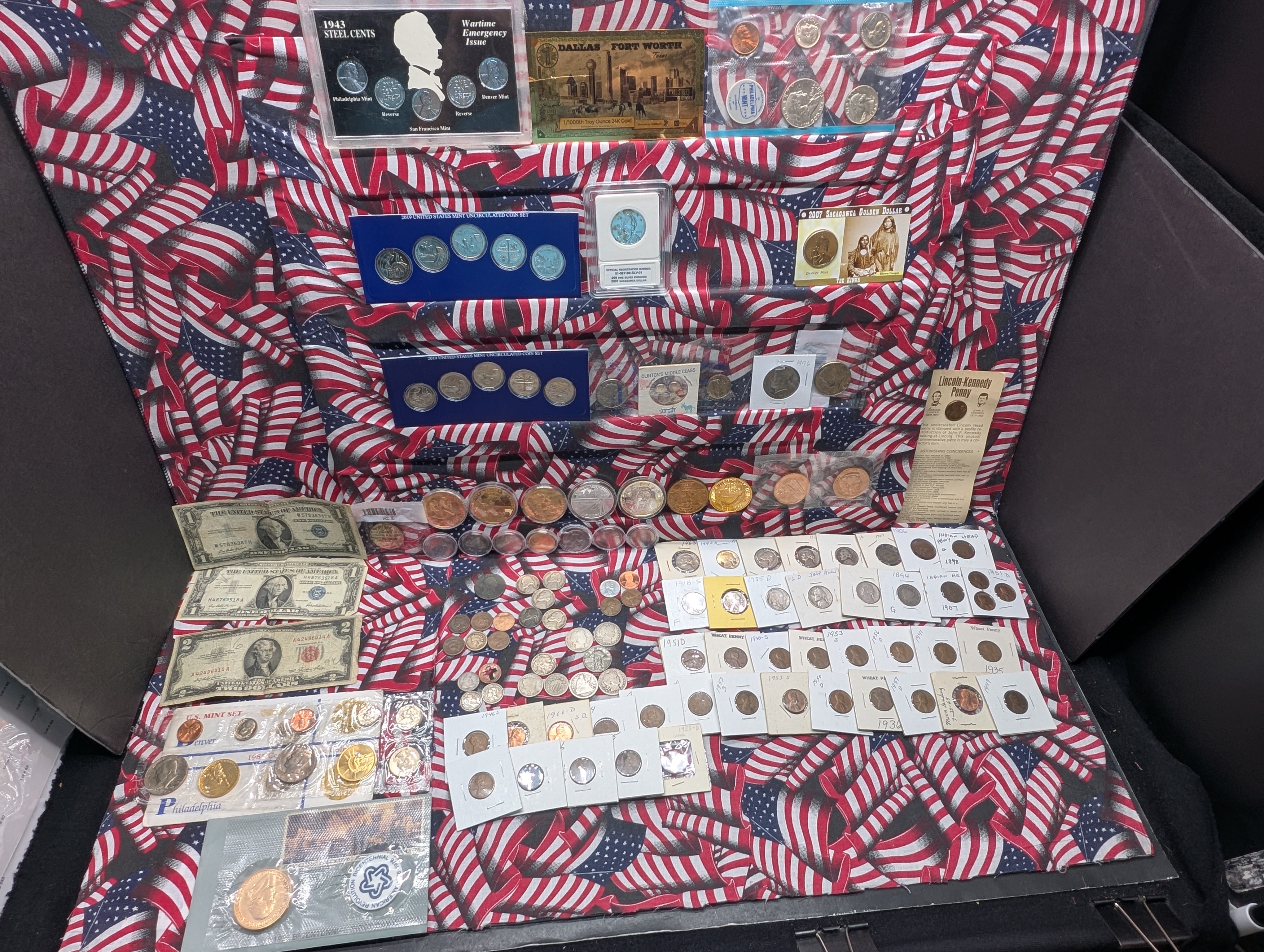 MASSIVE!! Grab Bag of Various Vintage & Modern U.S. Coin, Currency & Tokens - Includes 1/1000th Oz. 24k GOLD Texas Goldback