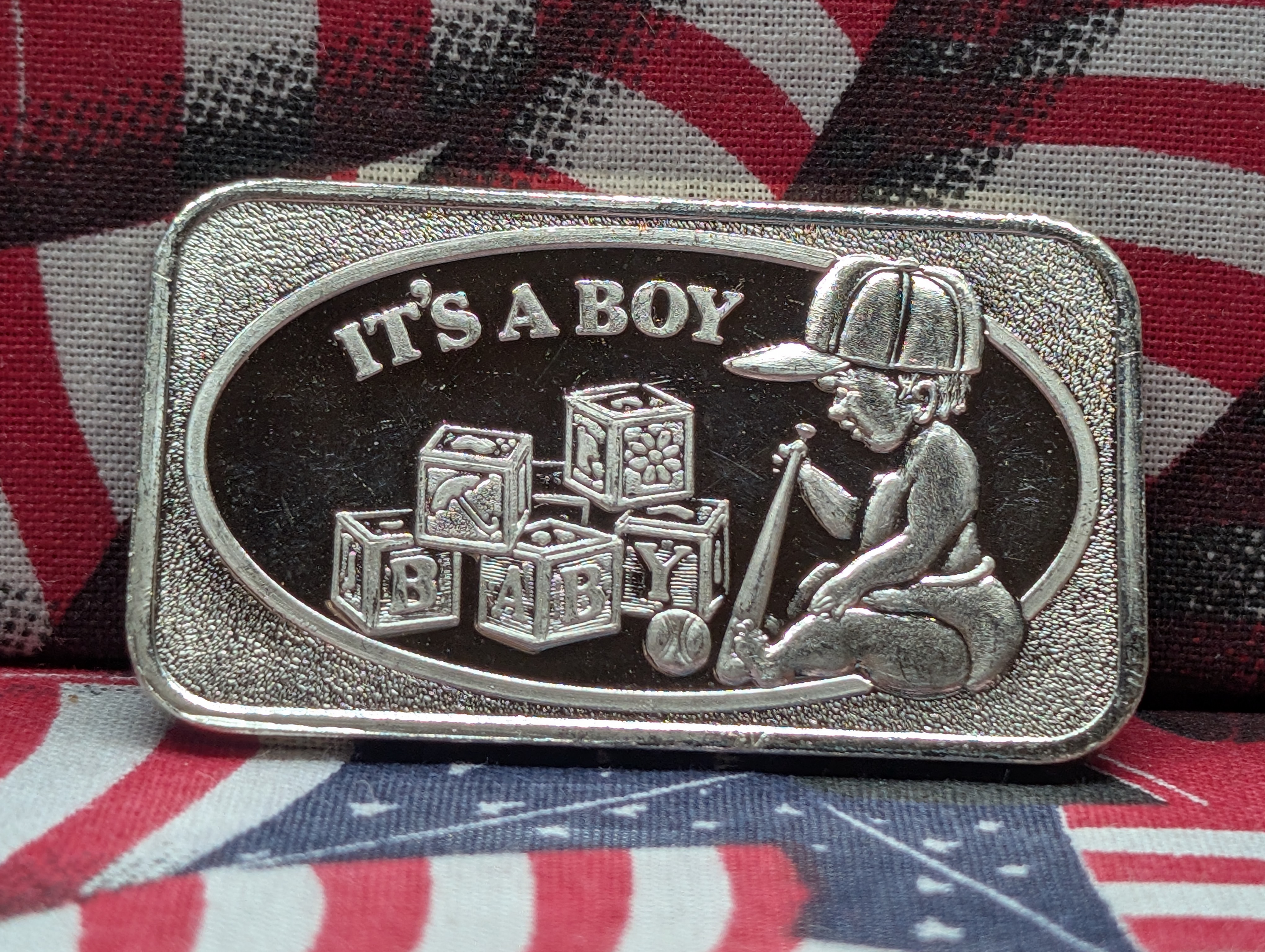 1 Oz. .999 FINE SILVER It's A Boy Designed Art Bar