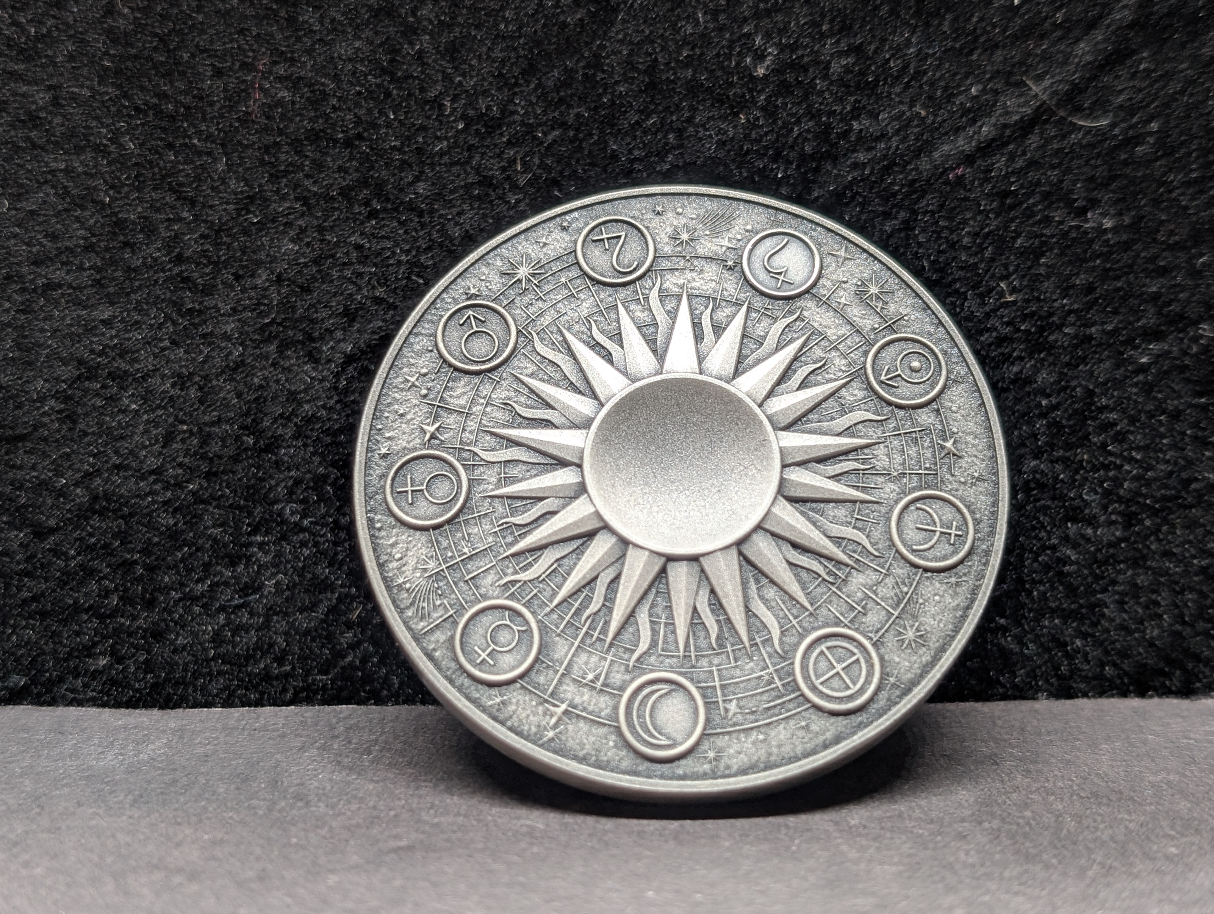 Limited Edition HIGH RELIEF Antique Finish Solar System 2 Oz. .999 FINE SILVER 2025 Republic of Ghana 10 Cedis Saturn (Ancient Scythe) Coin