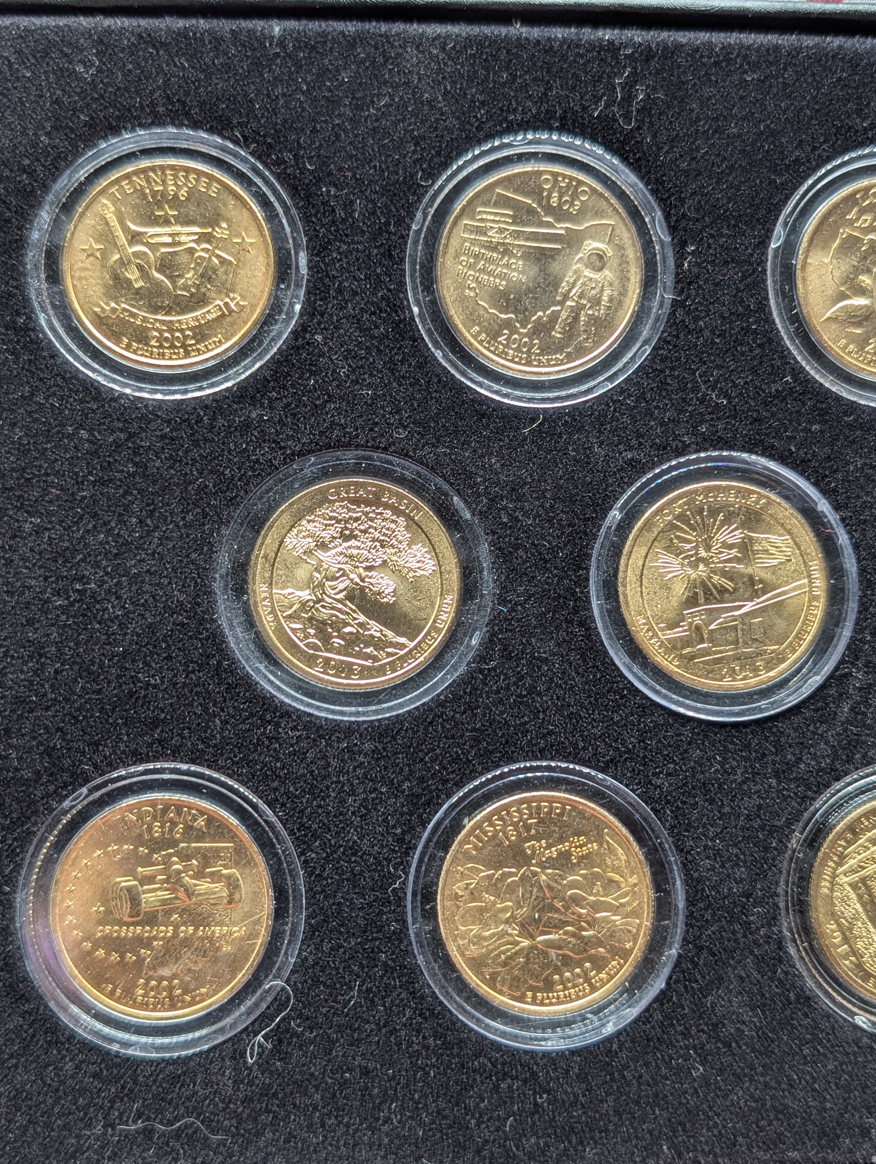 2002 & 2013 Gold (LAYERED) Statehood Quarter Collection in Display Box