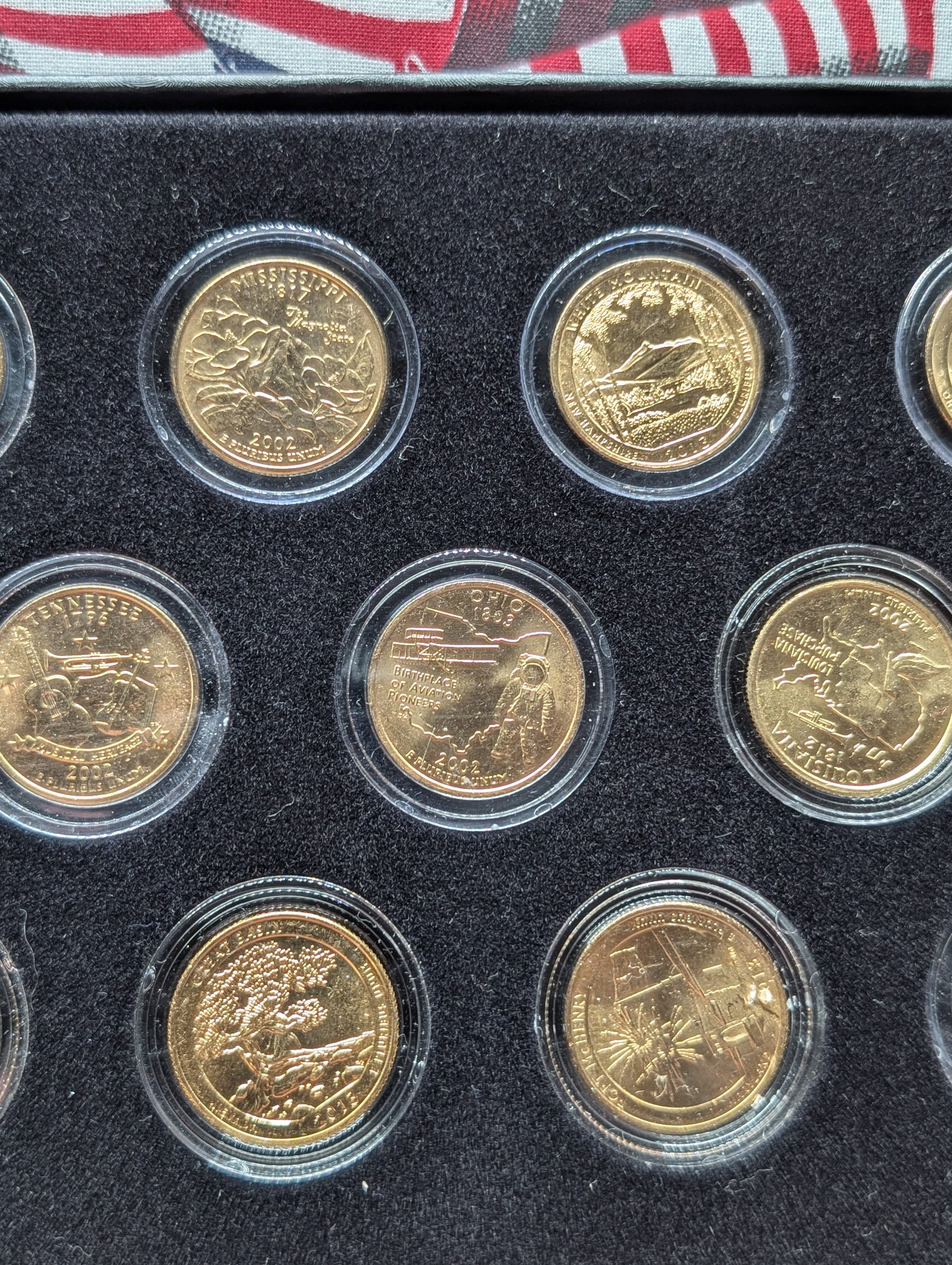 2002 & 2013 Gold (LAYERED) Statehood Quarter Collection in Display Box
