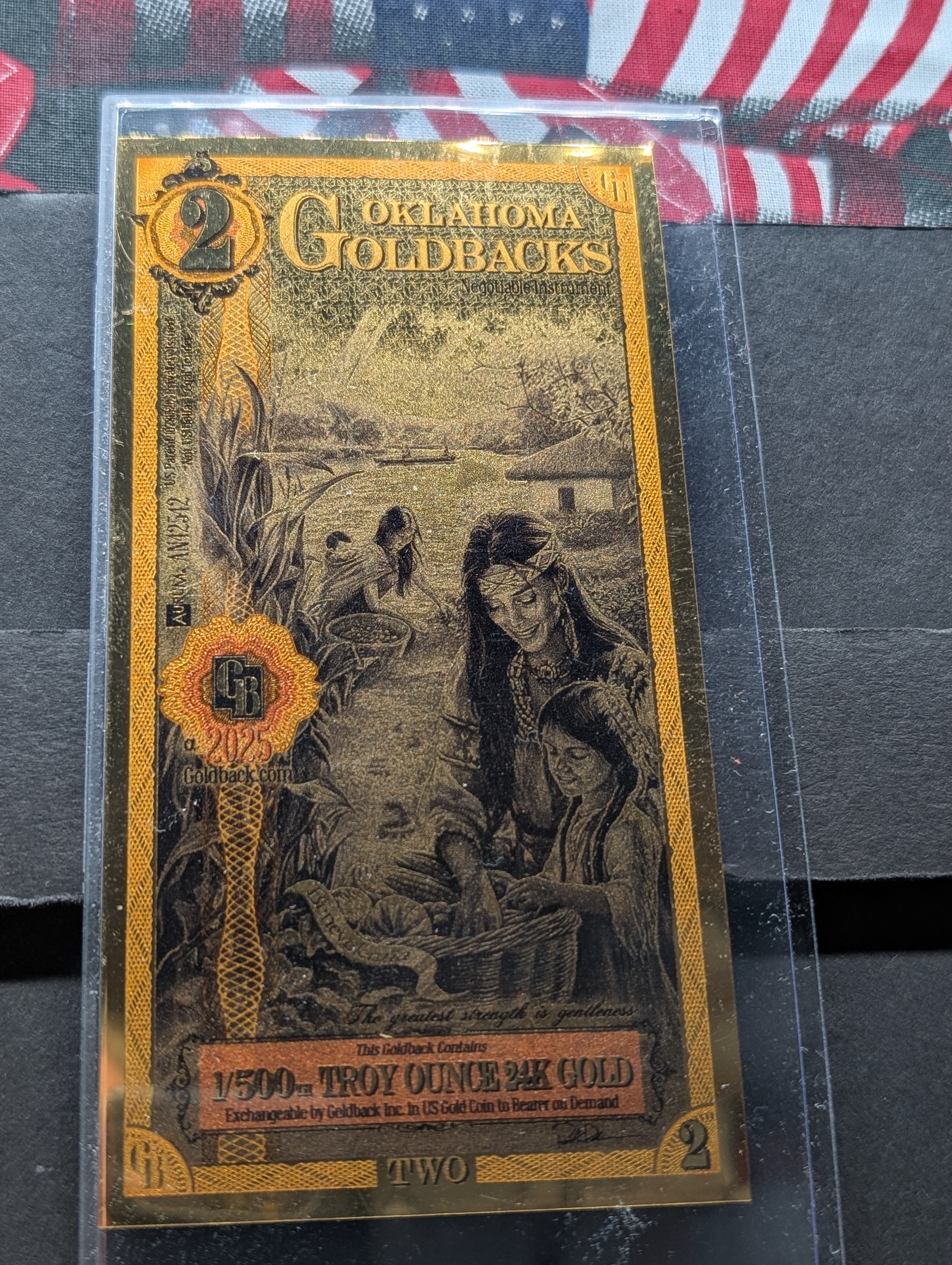 1/500th Troy Oz. 24k GOLD 2025 Oklahoma $2.00 Goldback