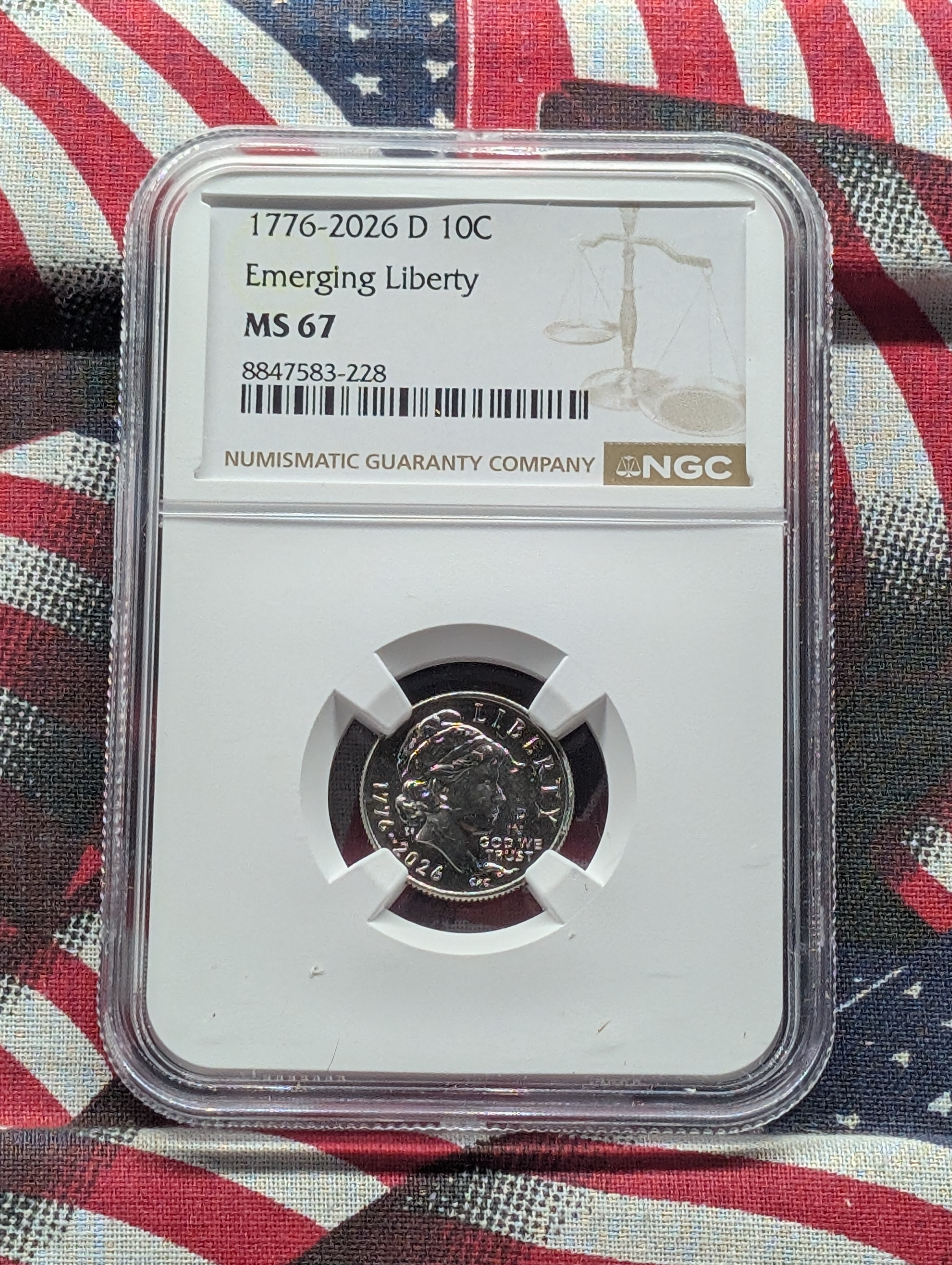 1776-2026-D Emerging Liberty Dime NGC MS67
