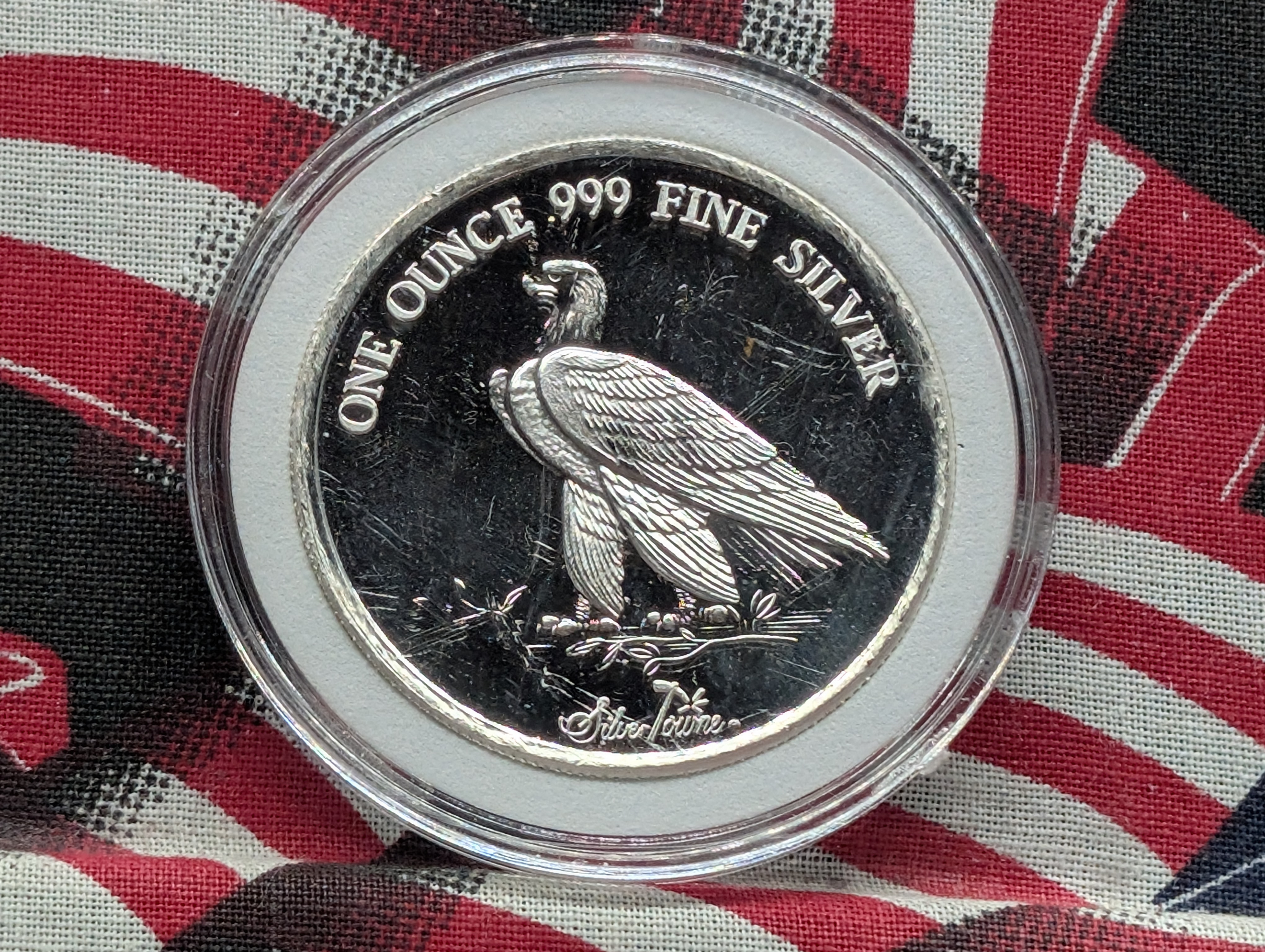 1 Oz. .999 FINE SILVER Indian Head Eagle Designed Round in Capsule