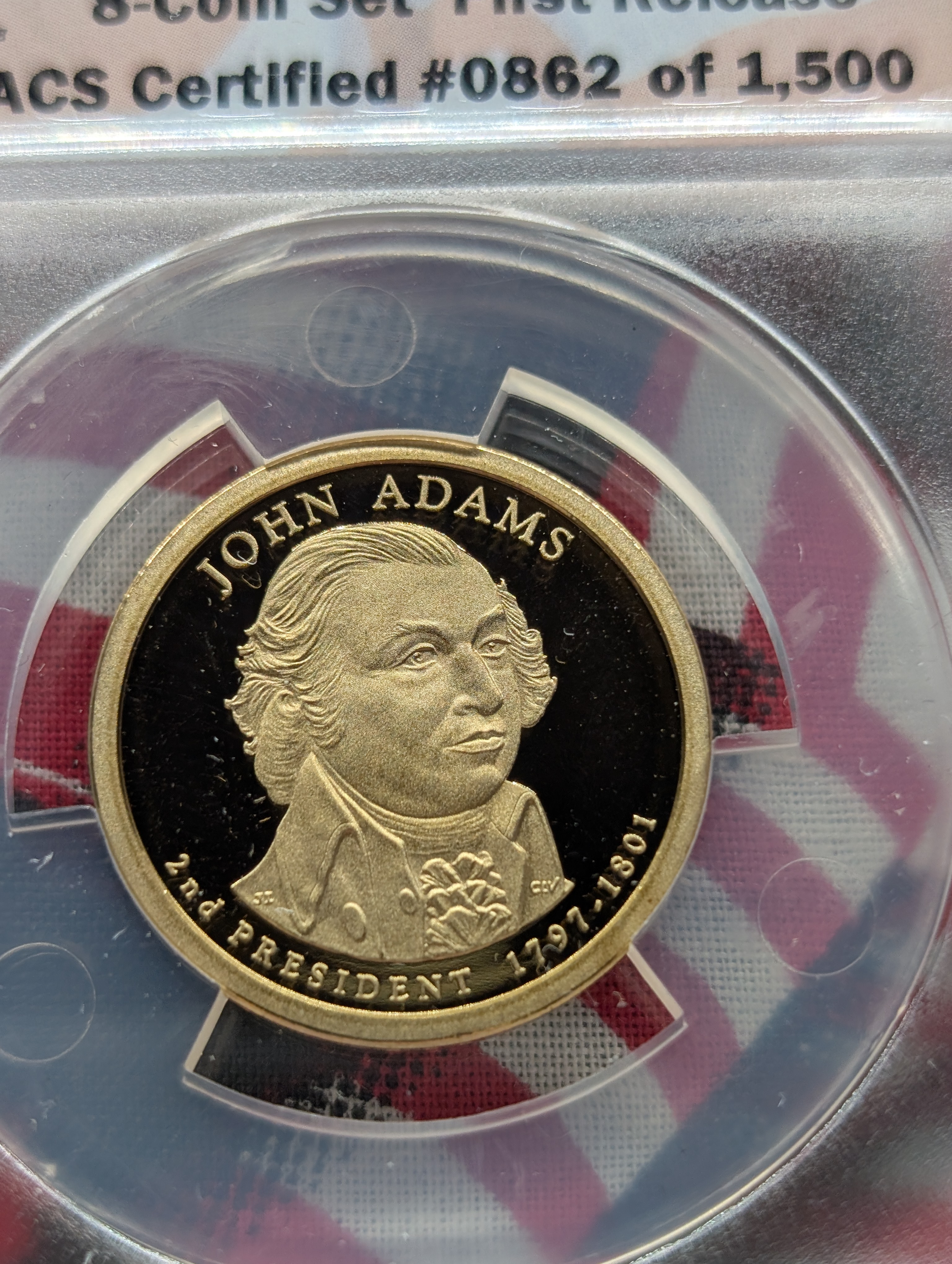 (4) 2007-S PROOF Presidential Dollars - All ANACS Cert. PR70 DCAM - First Release w/ Original Design (Washington, Adams, Jefferson & Madison