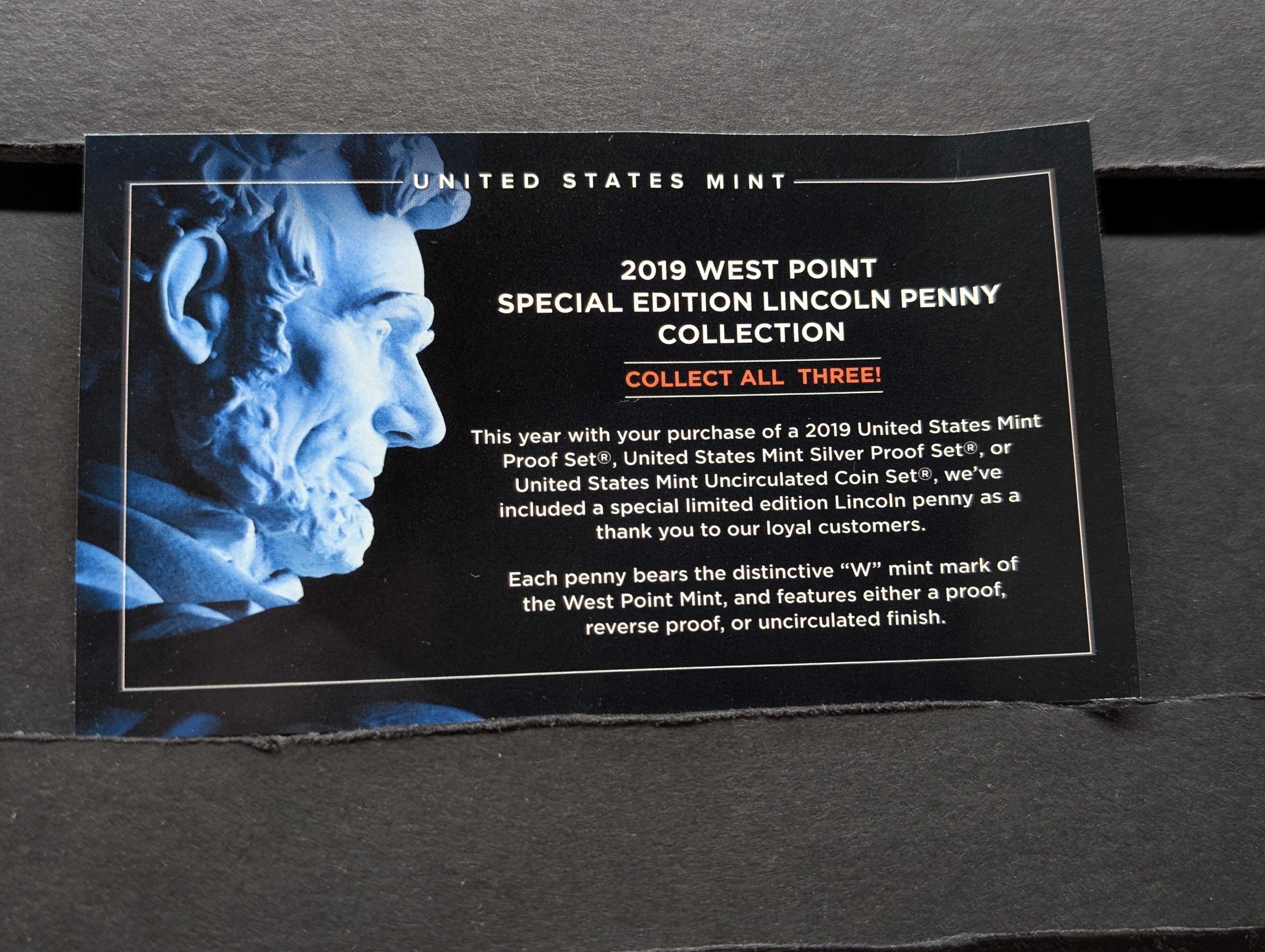 2019 West Point Special Edition Lincoln Cent in OGP w/ COA