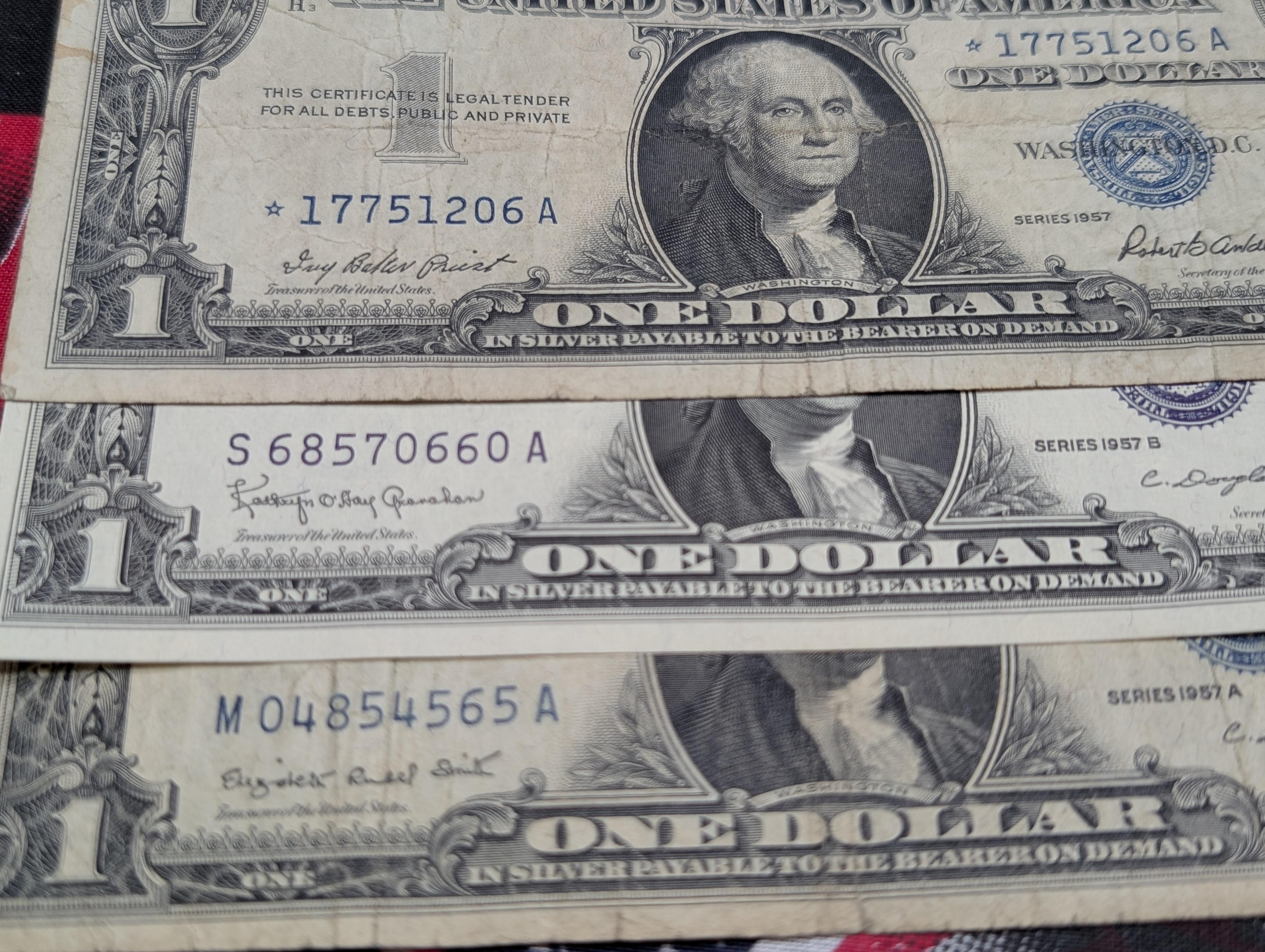 (1) 1957, (2) 57-A, (3) 57-B Series $1.00 Silver Certificates - Including Star Note