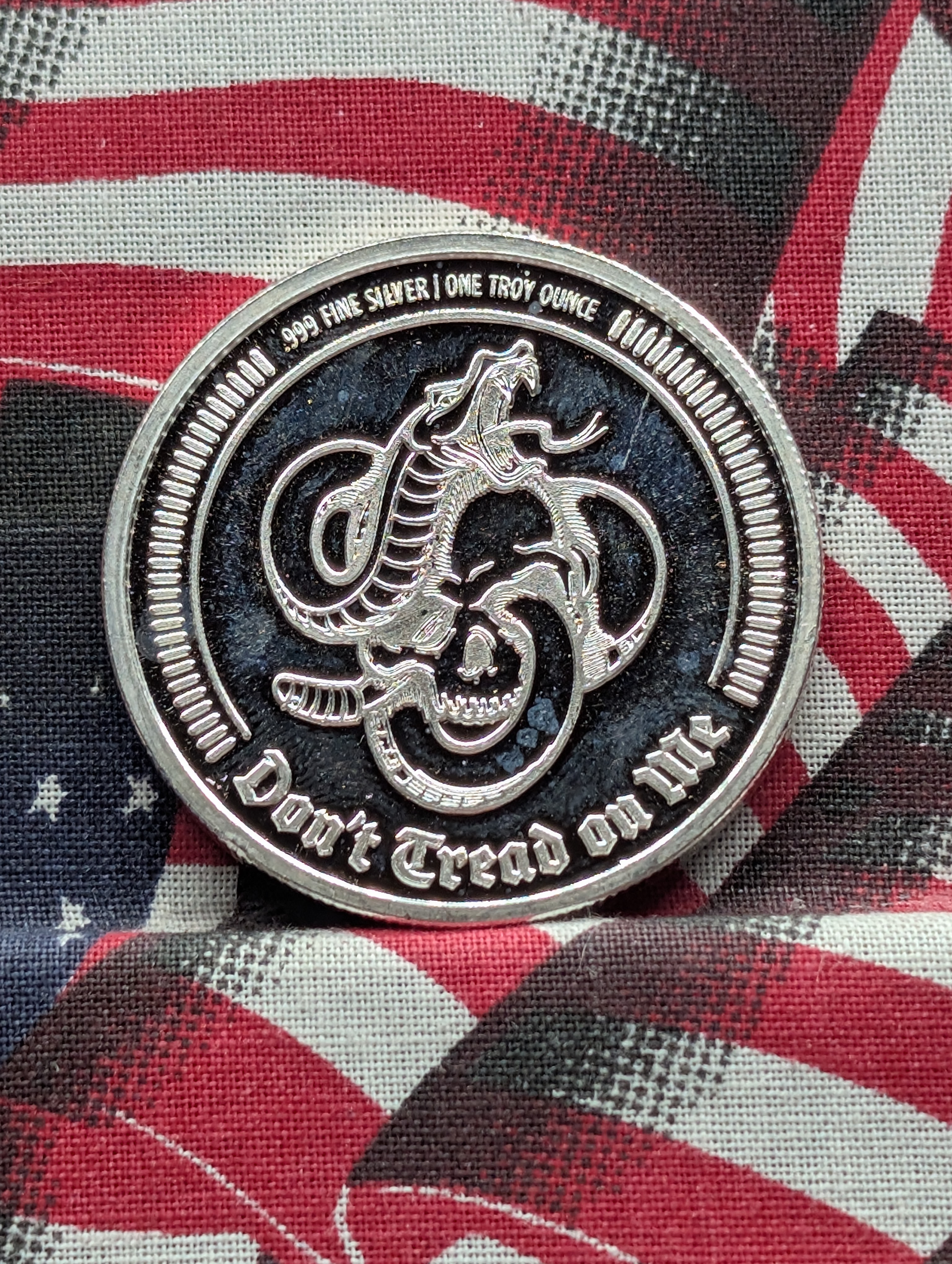 1 Oz. .999 FINE SILVER Liberty or Death - Don't Tread on Me Designed Round