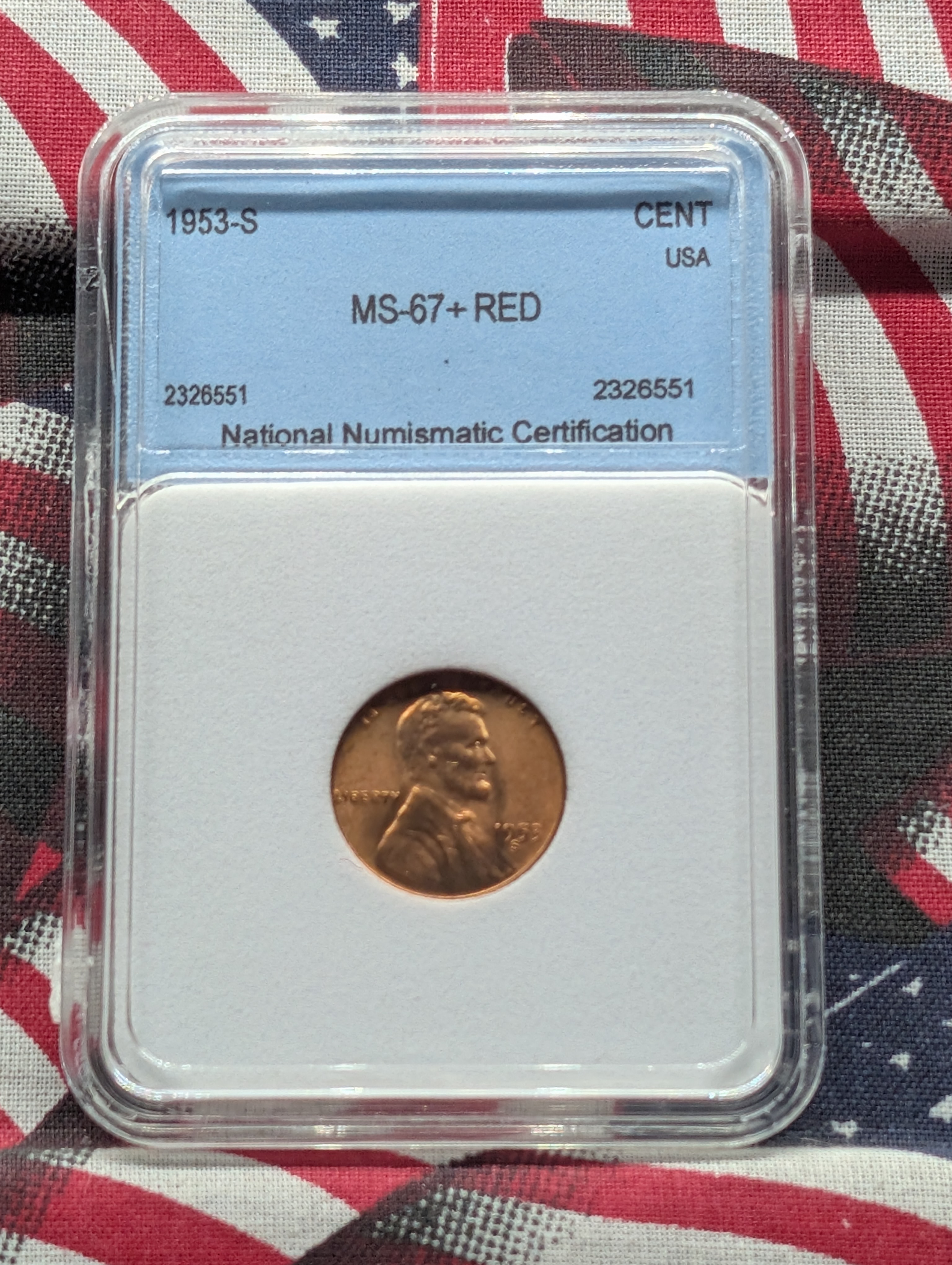 1953-S Lincoln Wheat Cent - NNC Cert. MS67+RED