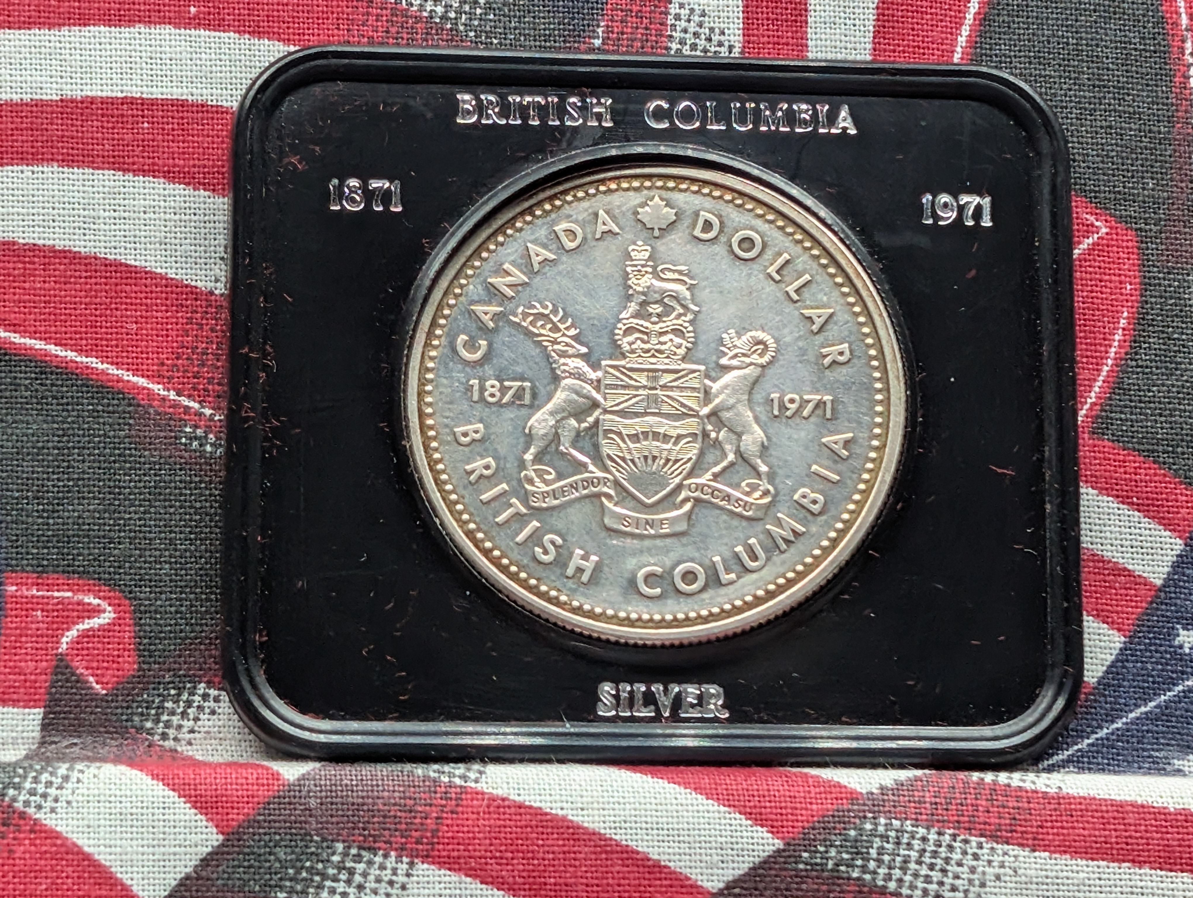 1971 Canada British Columbia Silver Dollar in OGP, 50% Silver 23.32g