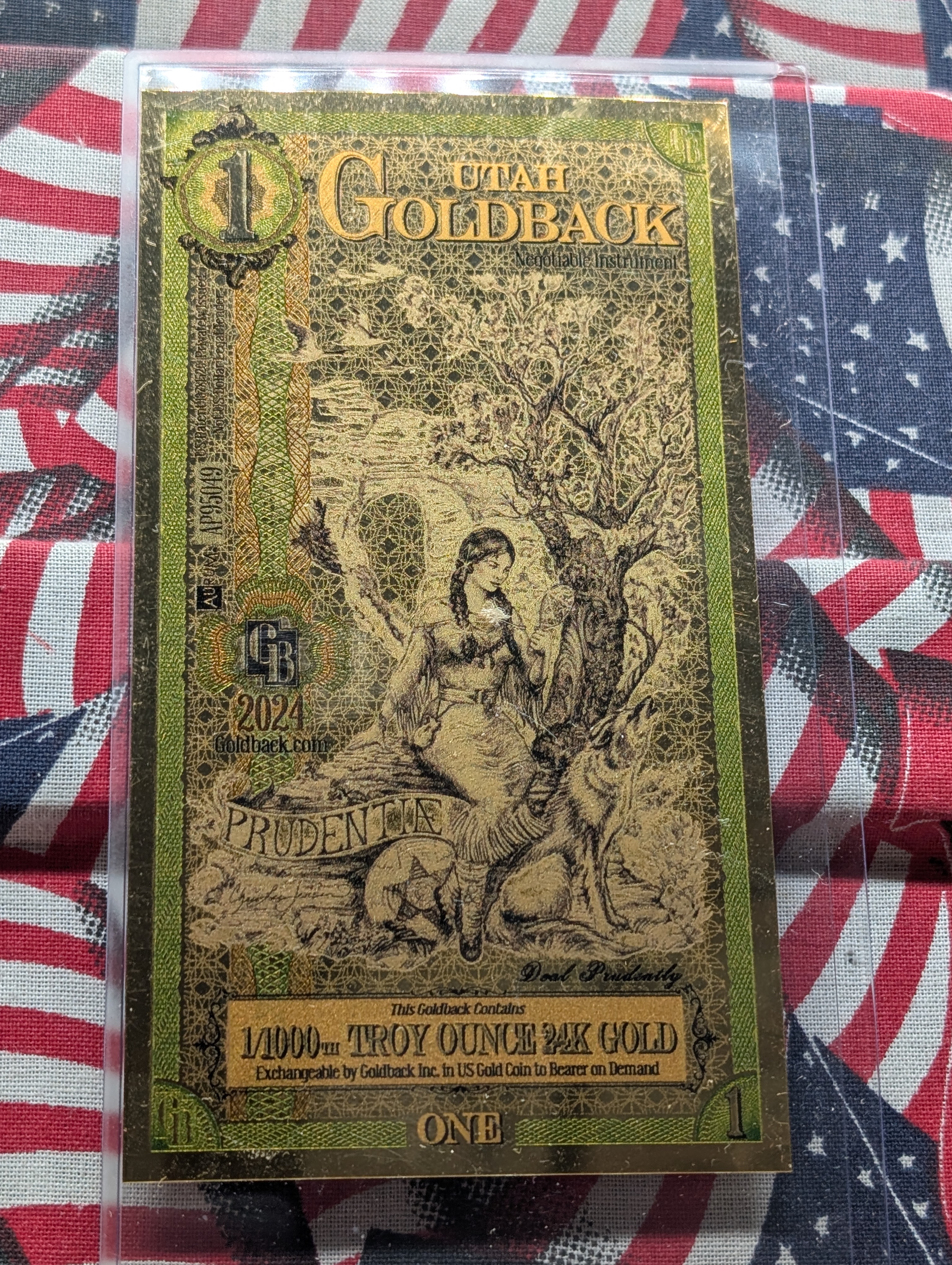 1/1000th Troy Oz. 24k GOLD 2024 Utah $1.00 Goldback