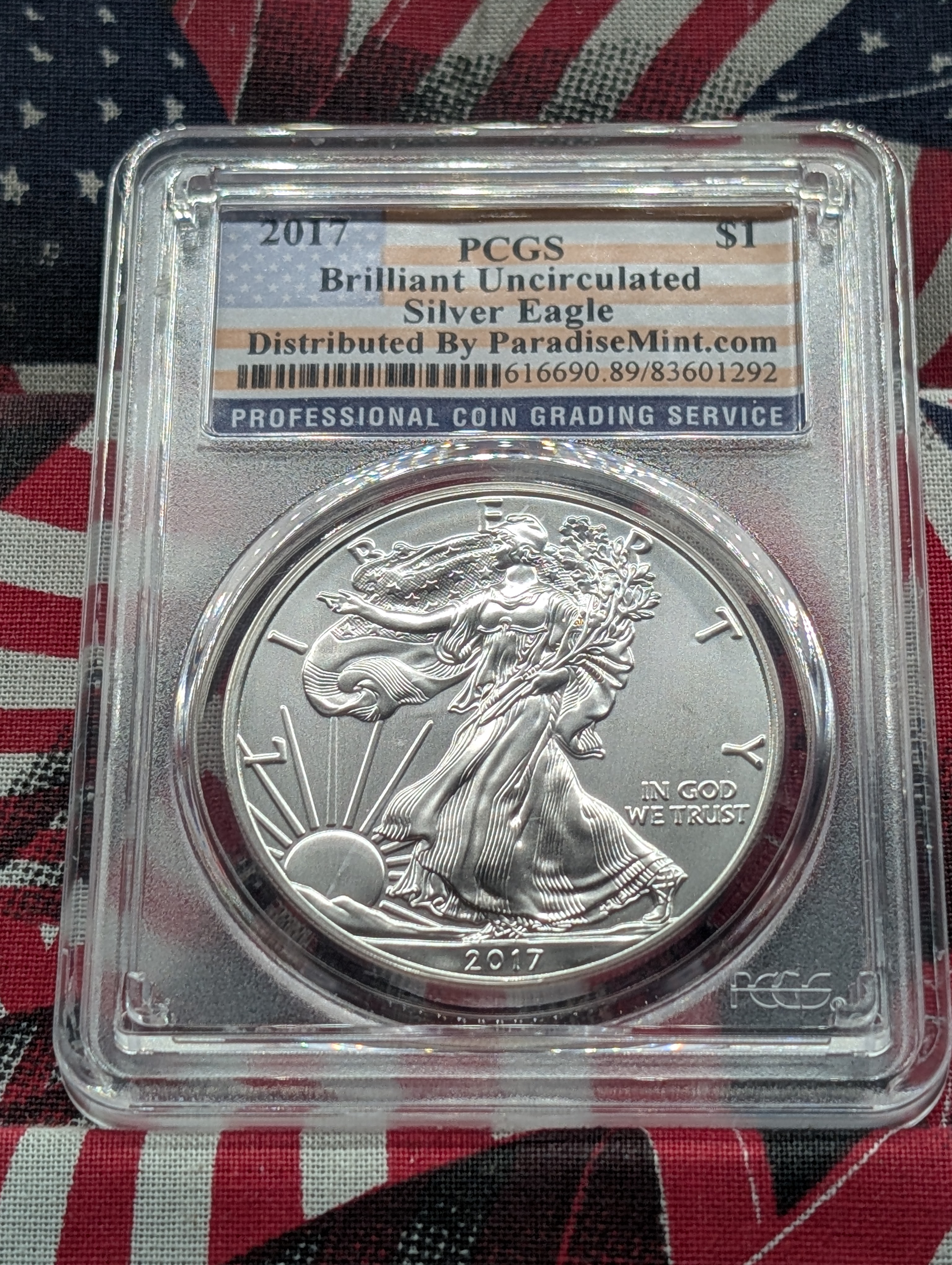 2017 American Silver Eagle - PCGS BRILLIANT UNC, .999 Fine Silver, One Troy Ounce