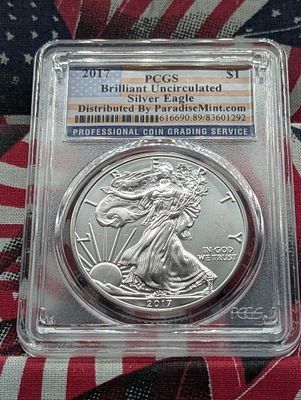 2017 American Silver Eagle - PCGS BRILLIANT UNC, .999 Fine Silver, One Troy Ounce. 2017 