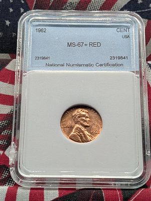 1962-P Lincoln Memorial Cent - NNC Cert. MS67+RED Condition PLEASE NOTE Some coins may have a 